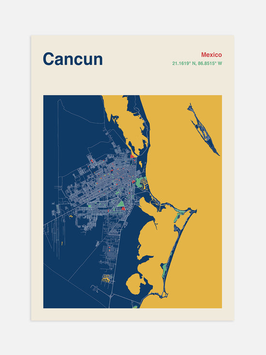 Cancun Map Print