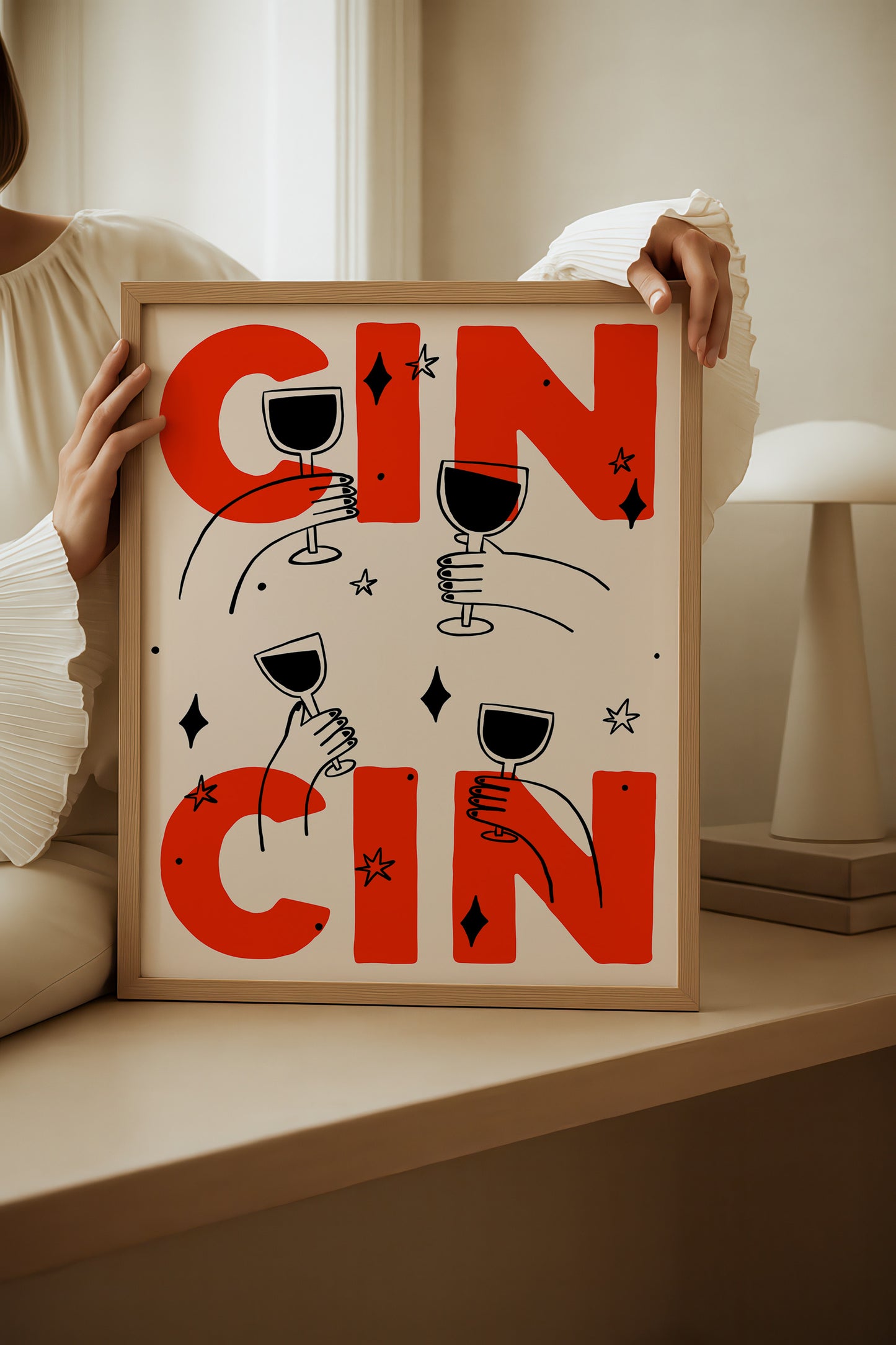 Retro Cin Cin Poster | Red And Black