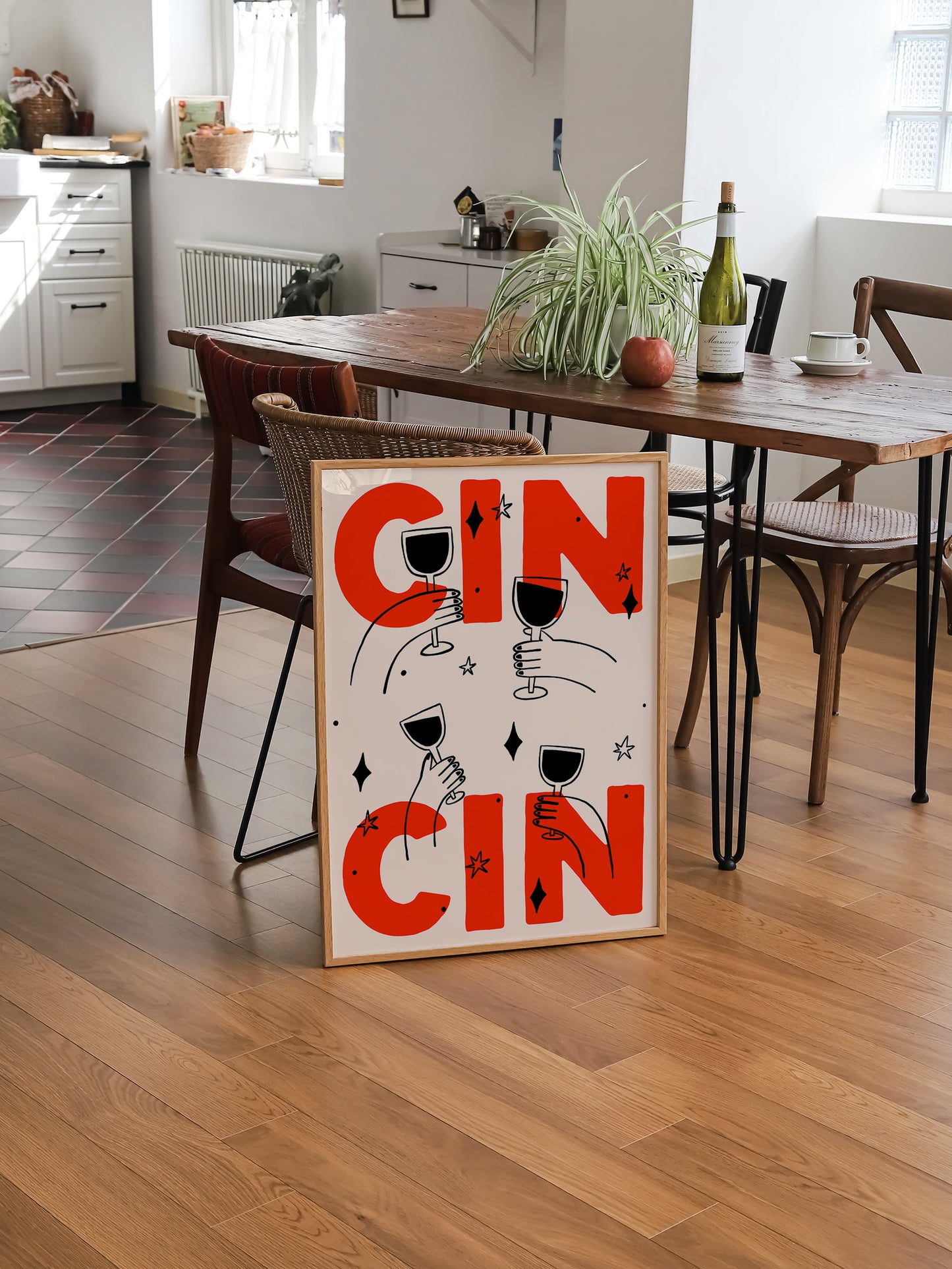 Retro Cin Cin Poster | Red And Black