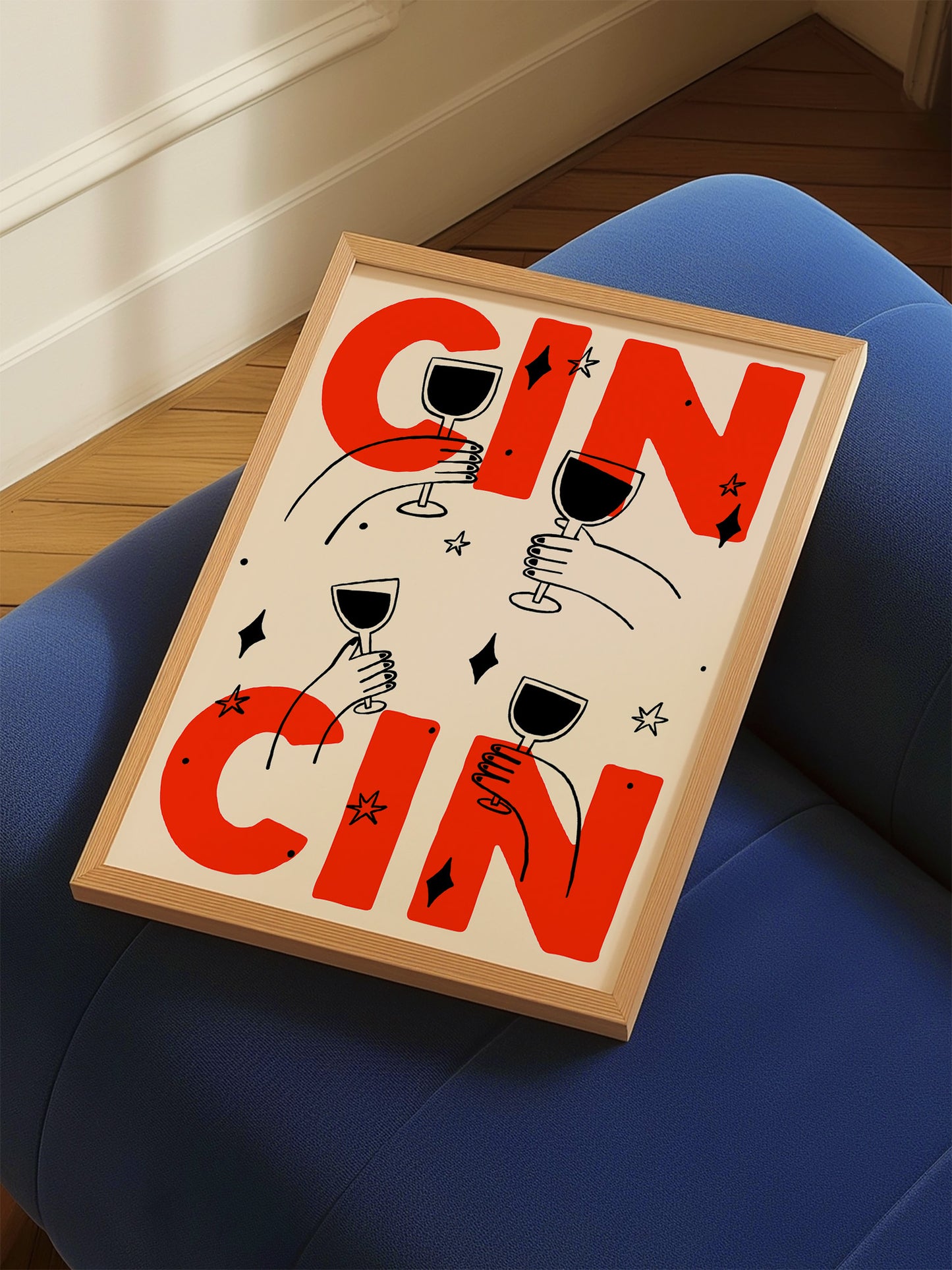 Retro Cin Cin Poster | Red And Black