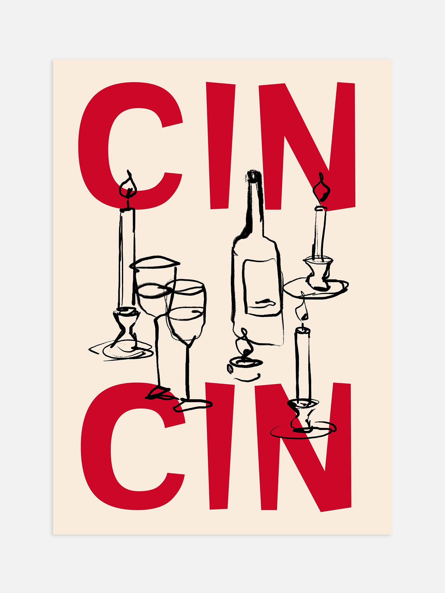 Cin Cin Wine Illustration Poster