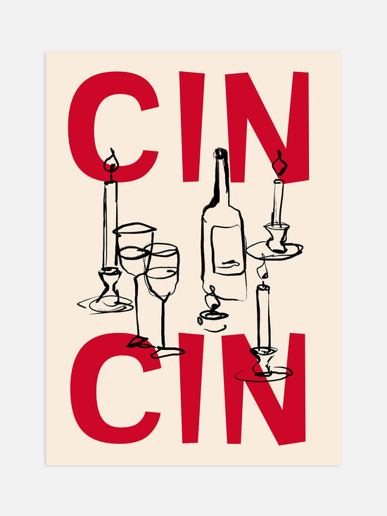 Cin Cin Wine Illustration Poster | Digital Download