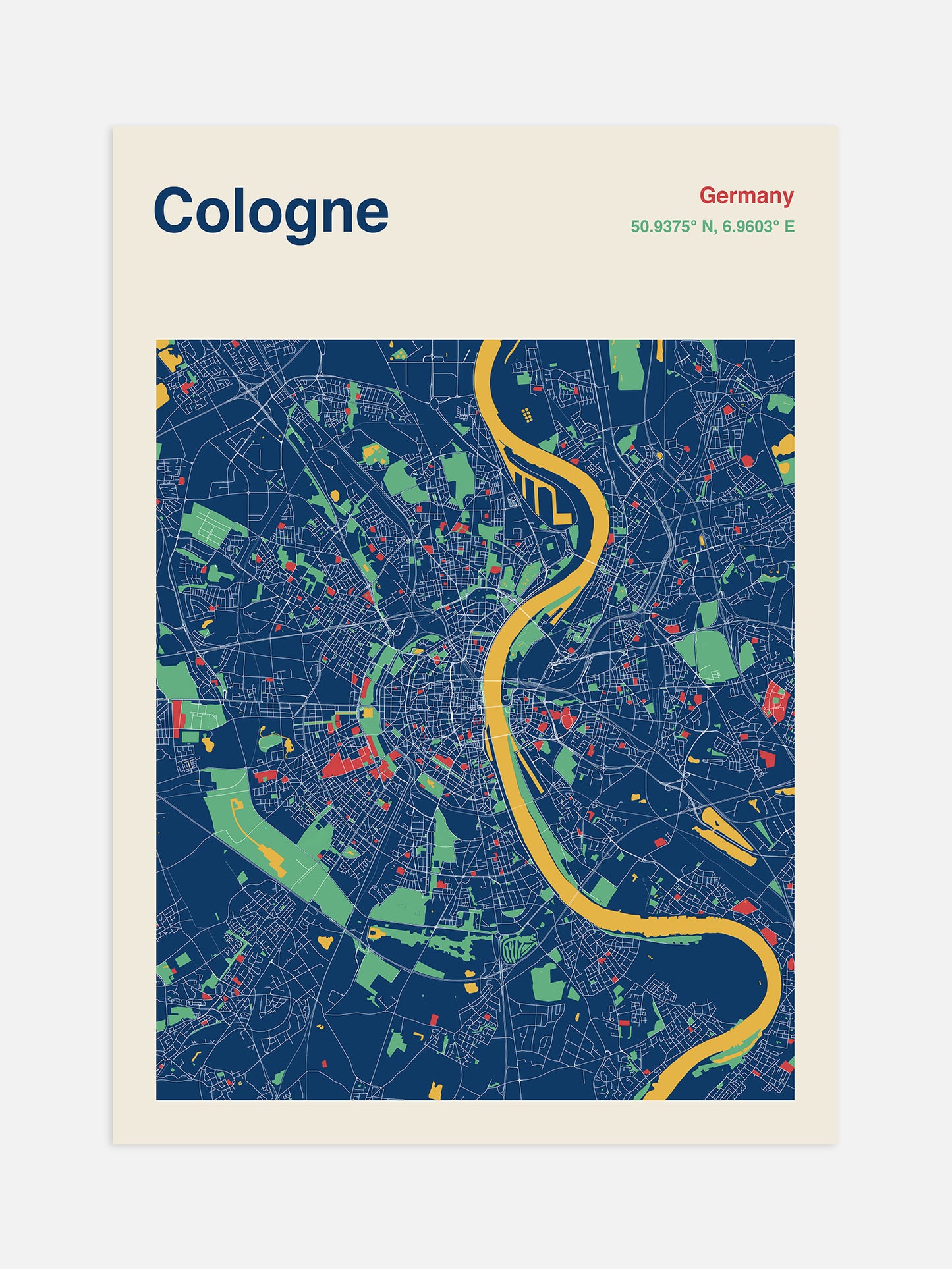 Cologne Rome On Map Cologne Map Print – Luxe Poster Co