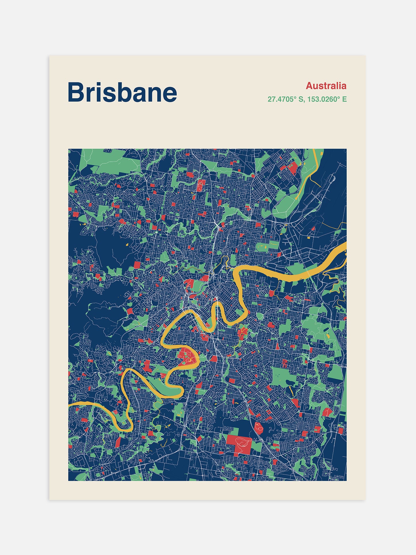 Brisbane Map Print – Luxe Poster Co