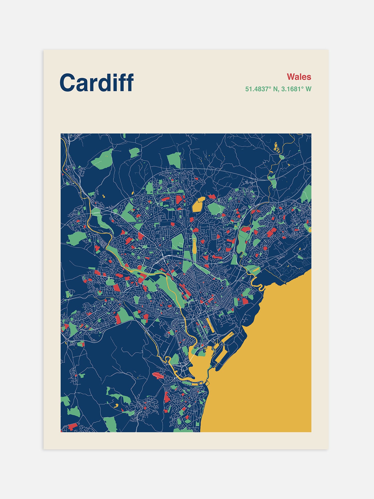 Cardiff Map Print