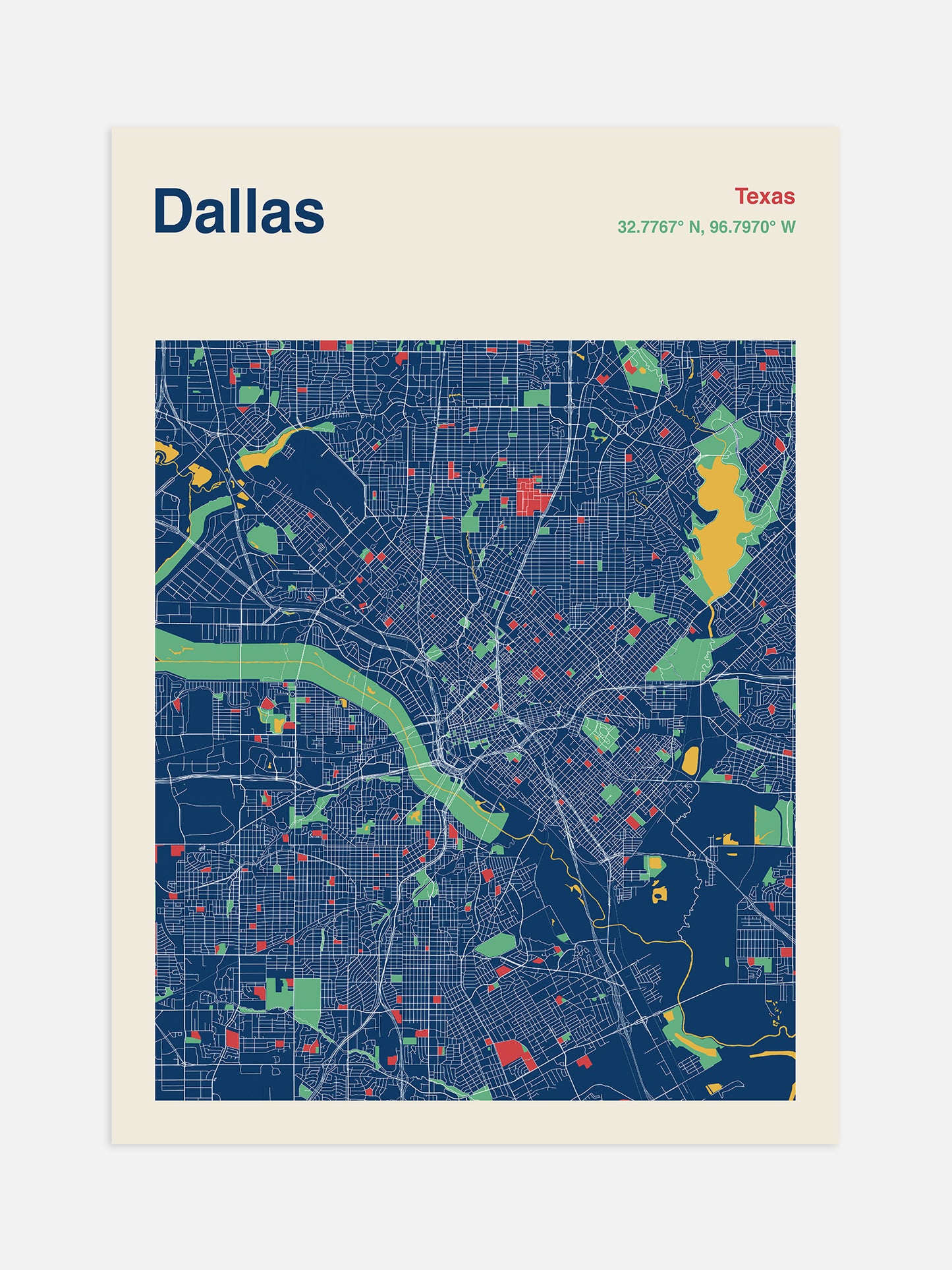 Dallas TX Map Print