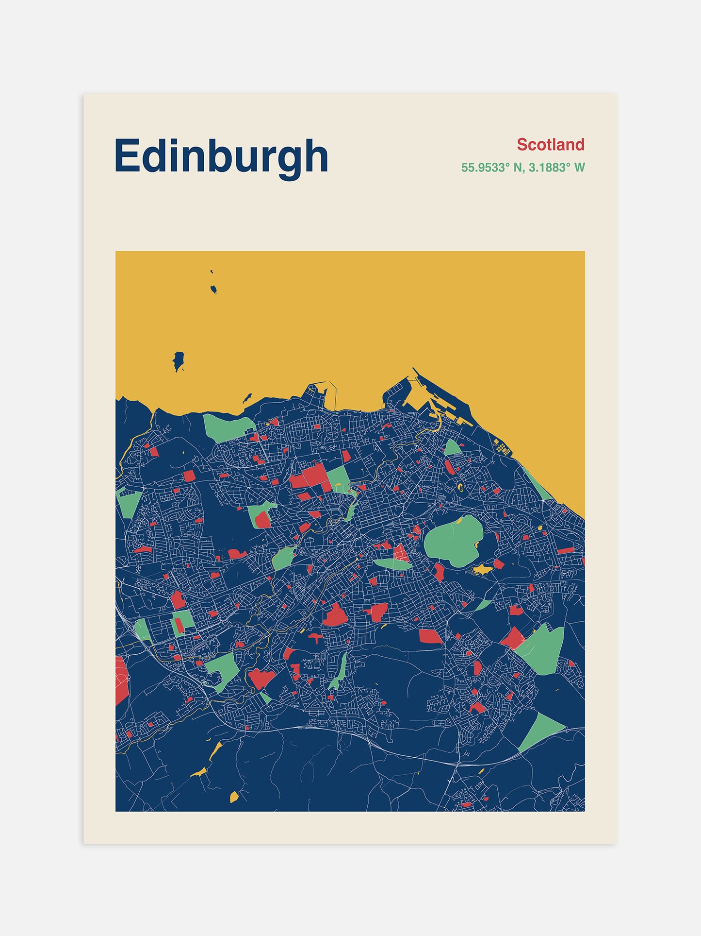 Edinburgh Inset Map Edinburgh Map Print – Luxe Poster Co