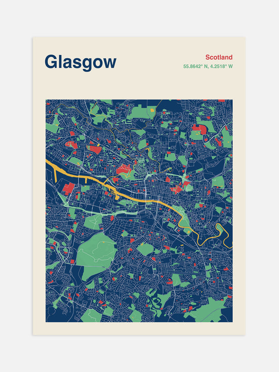 Glasgow Map Print