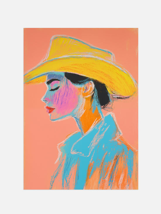 Abstract Cowgirl Portrait Print | Digital Download