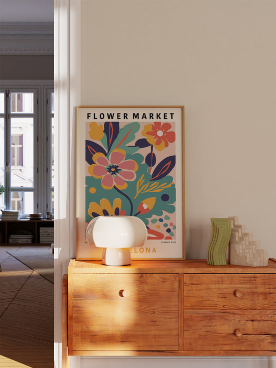 Colourful Barcelona Flower Market Print