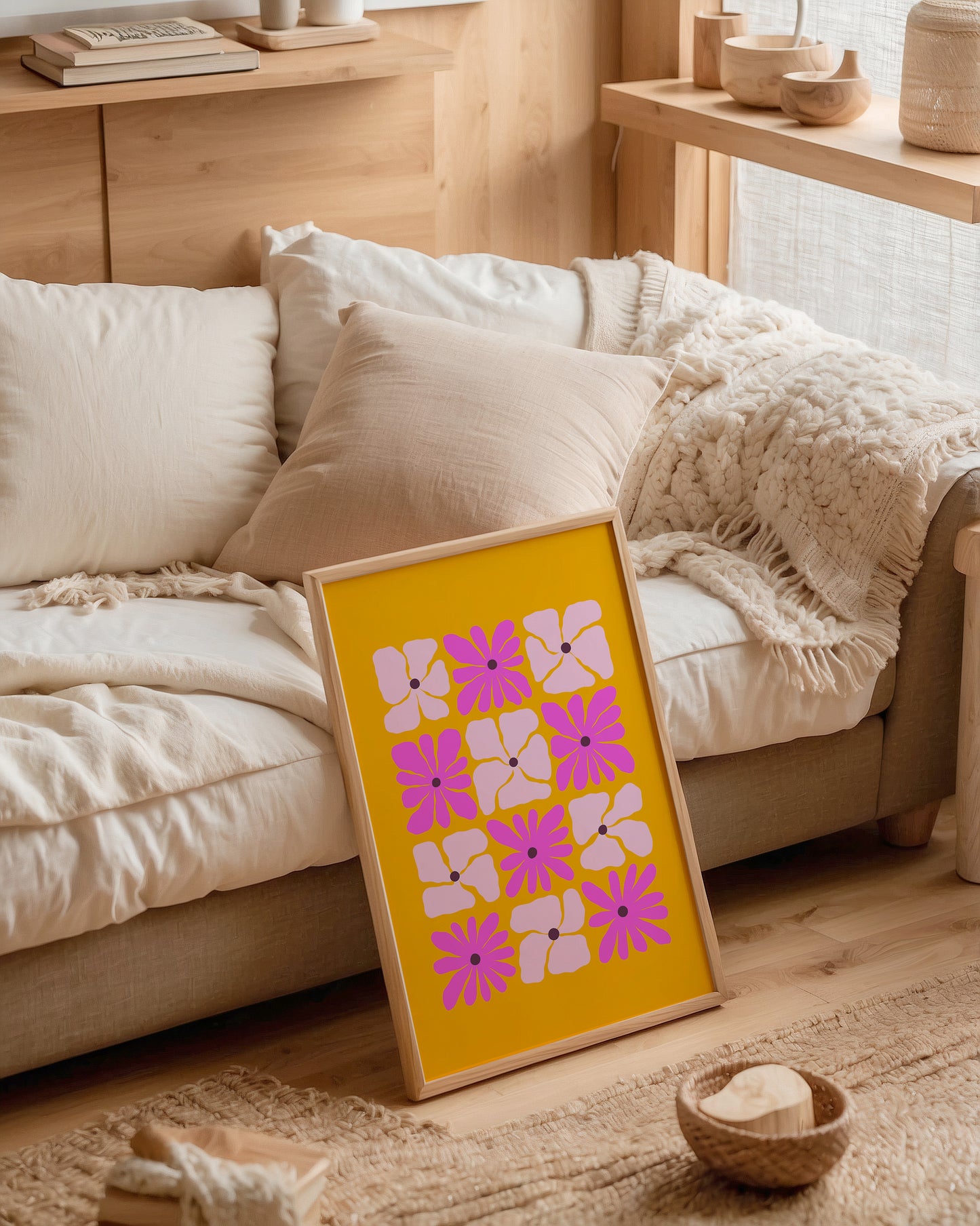Retro Floral Wall Art Print