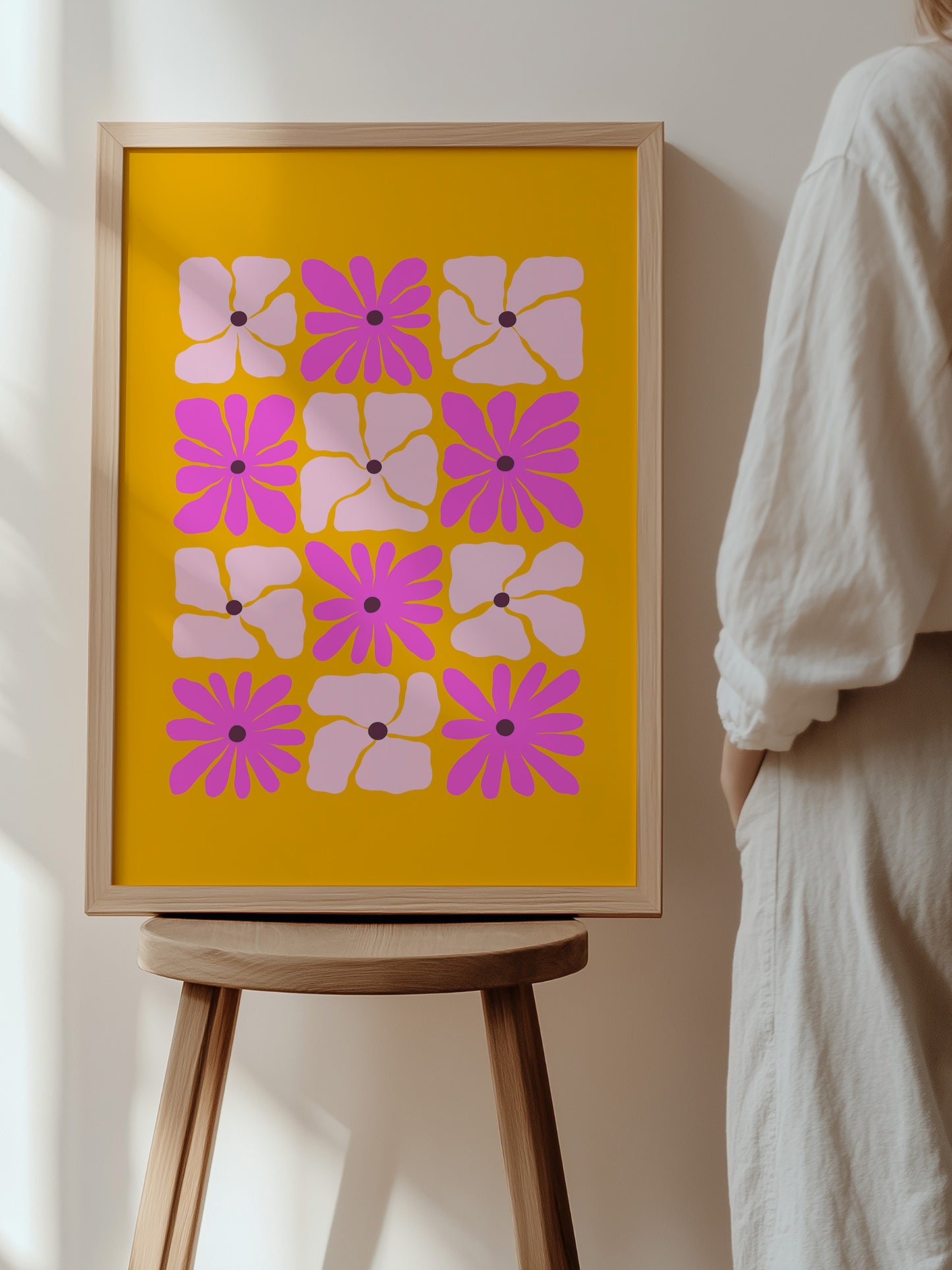 Retro Floral Wall Art Print