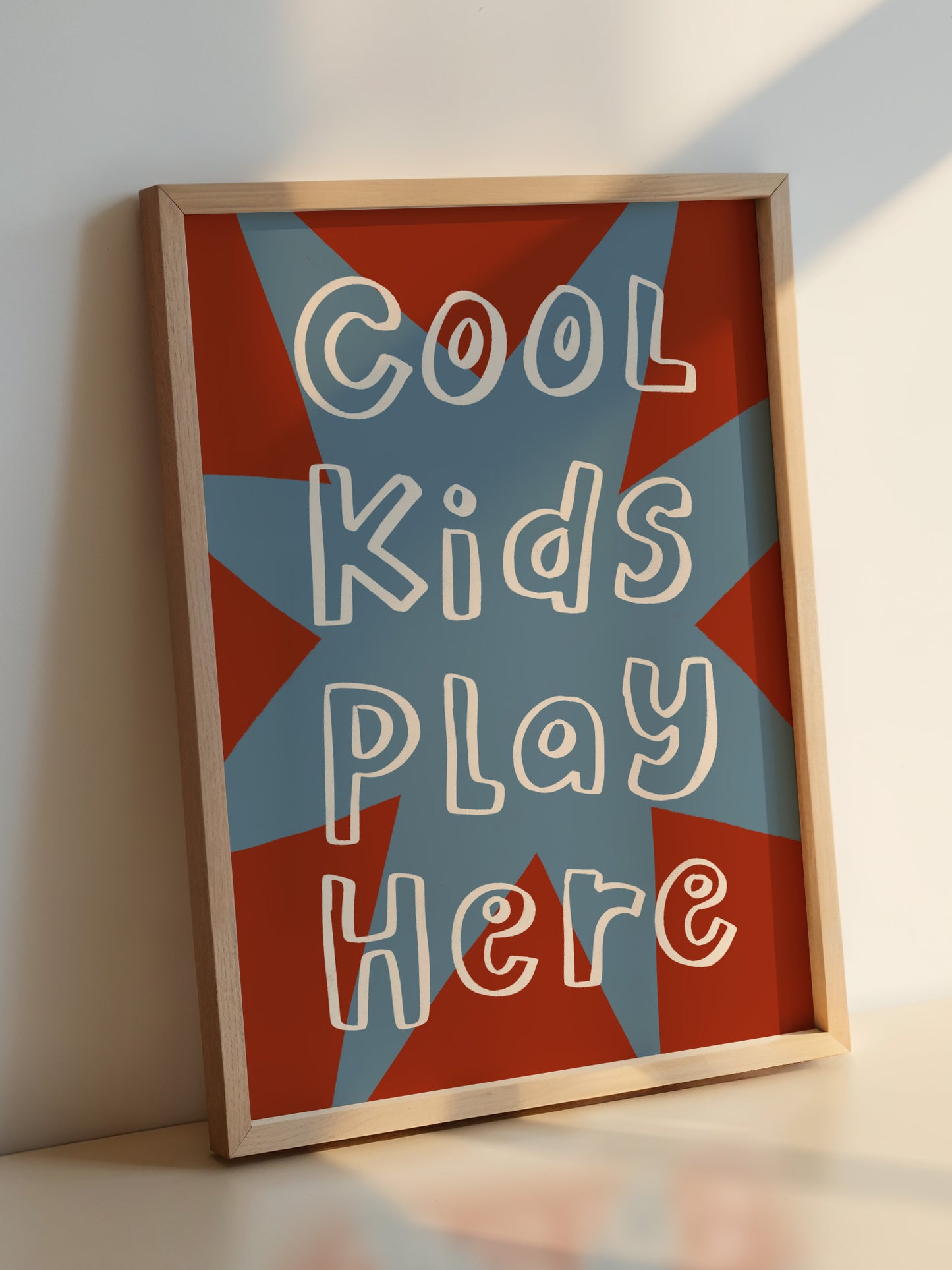 Cool Kids Play Here Print | Blue And Red