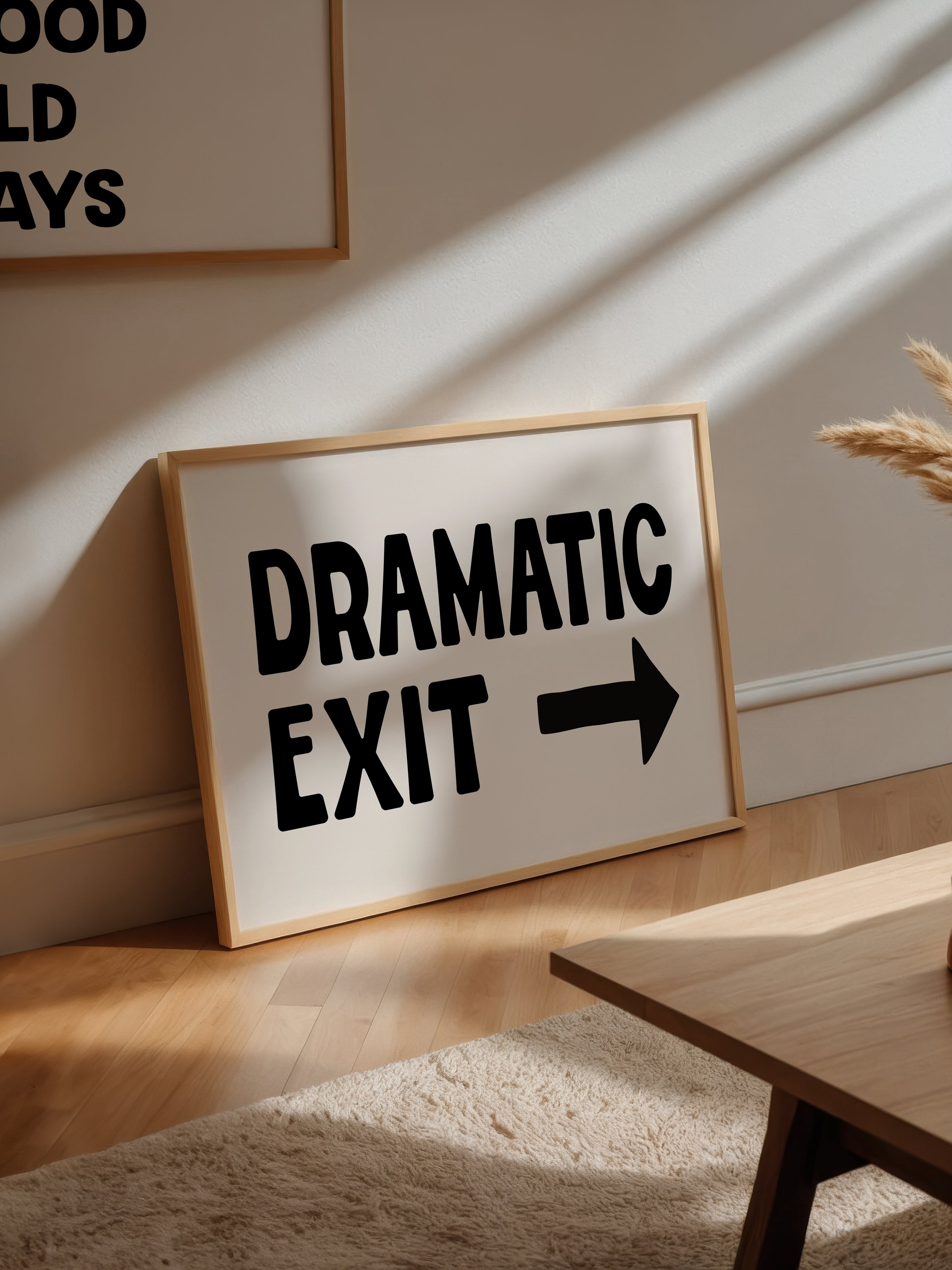 Dramatic Exit Poster In Black Typography, Digital Download Print – Luxe ...