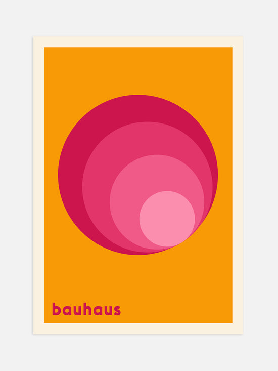 Four Pink Circles Bauhaus Poster