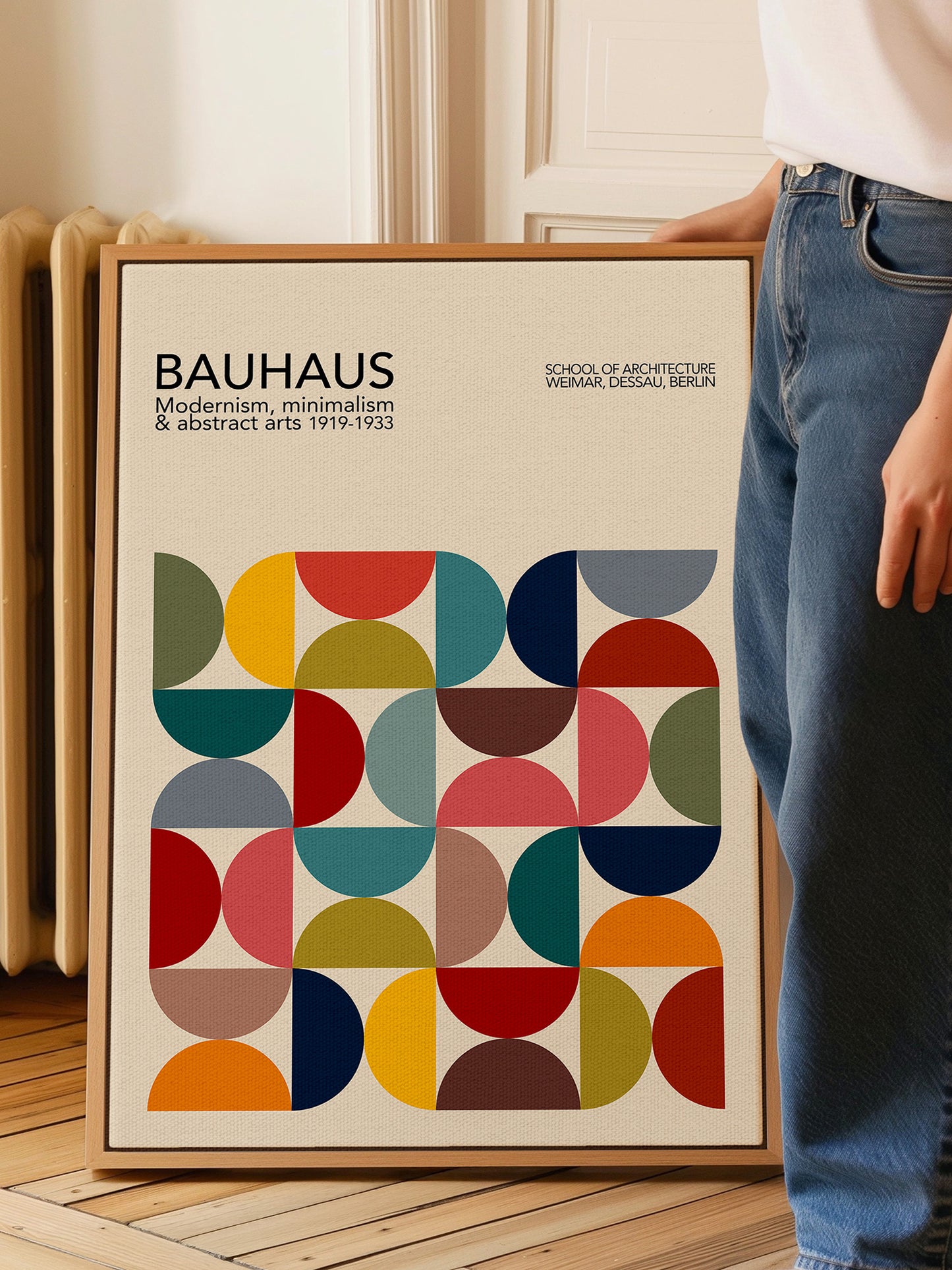Multicolour Bauhaus Framed Canvas