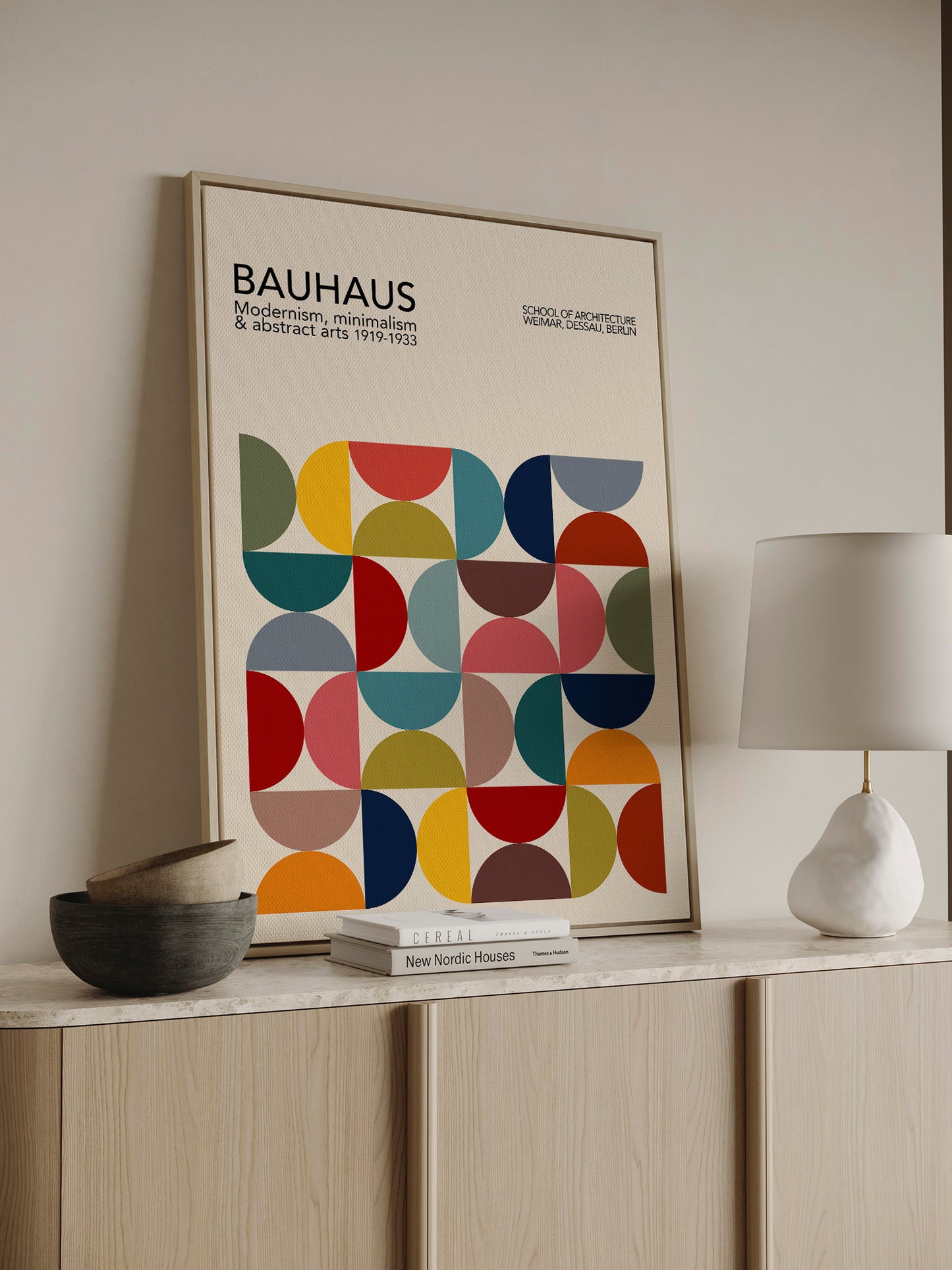 Multicolour Bauhaus Framed Canvas