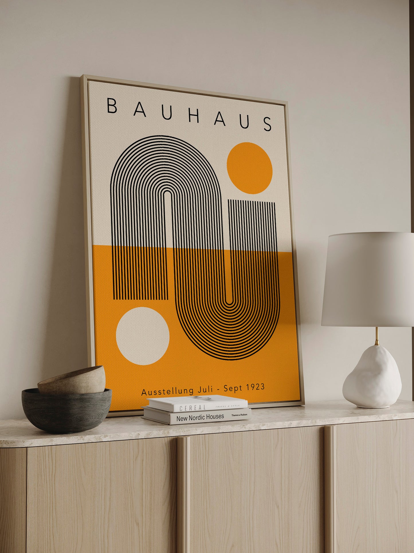 Yellow Bauhaus Framed Canvas