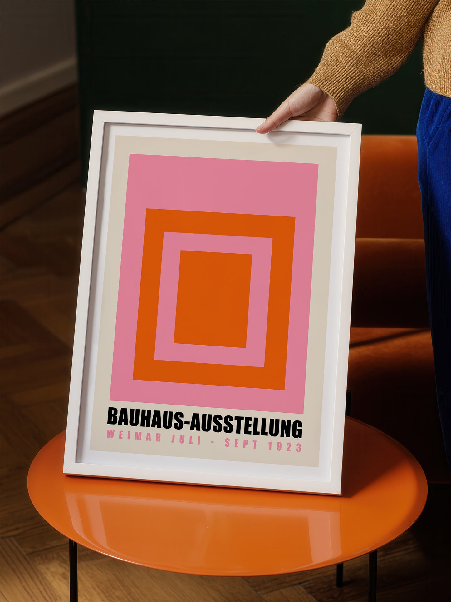 Set Of 2 Orange And Pink Bauhaus Prints