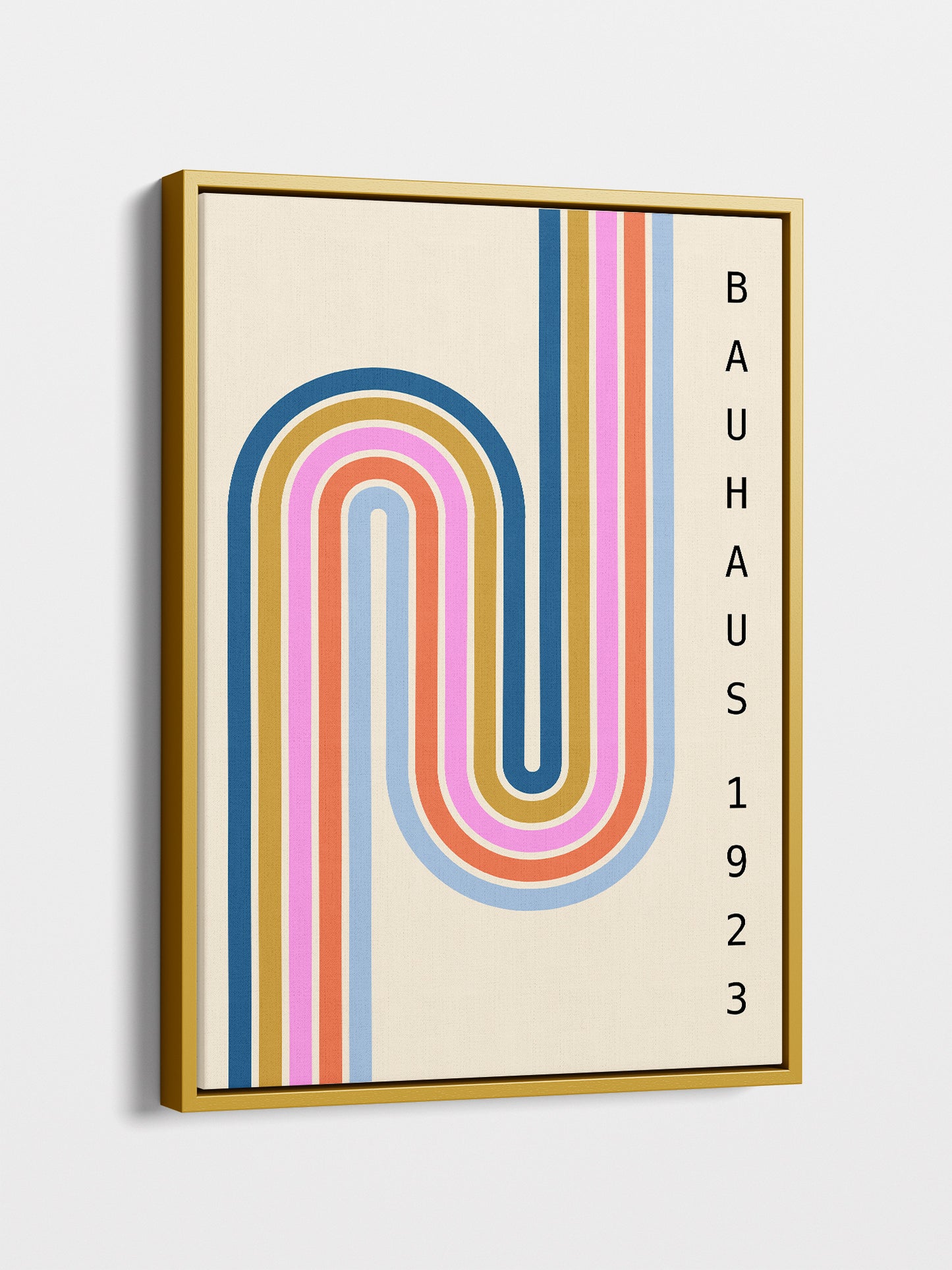 Pastel Stripes Bauhaus Framed Canvas