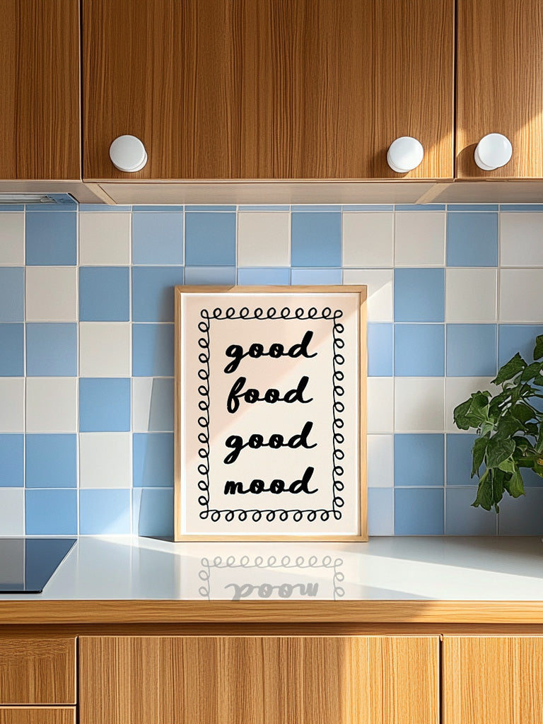 Good Food Good Mood Print - Black