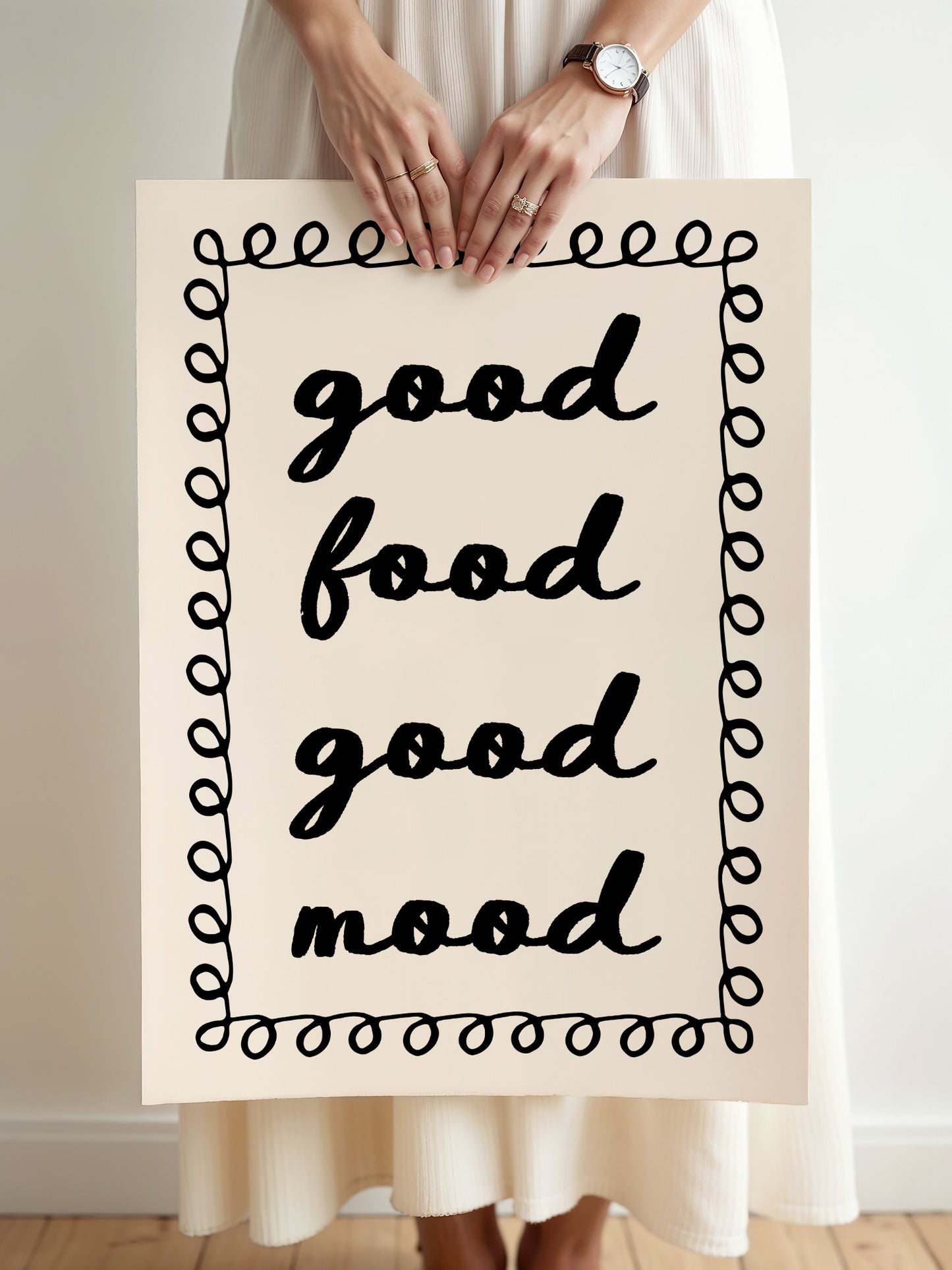 Good Food Good Mood Print - Black