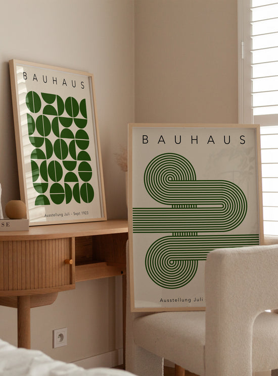 Green Geometric Bauhaus Poster Set