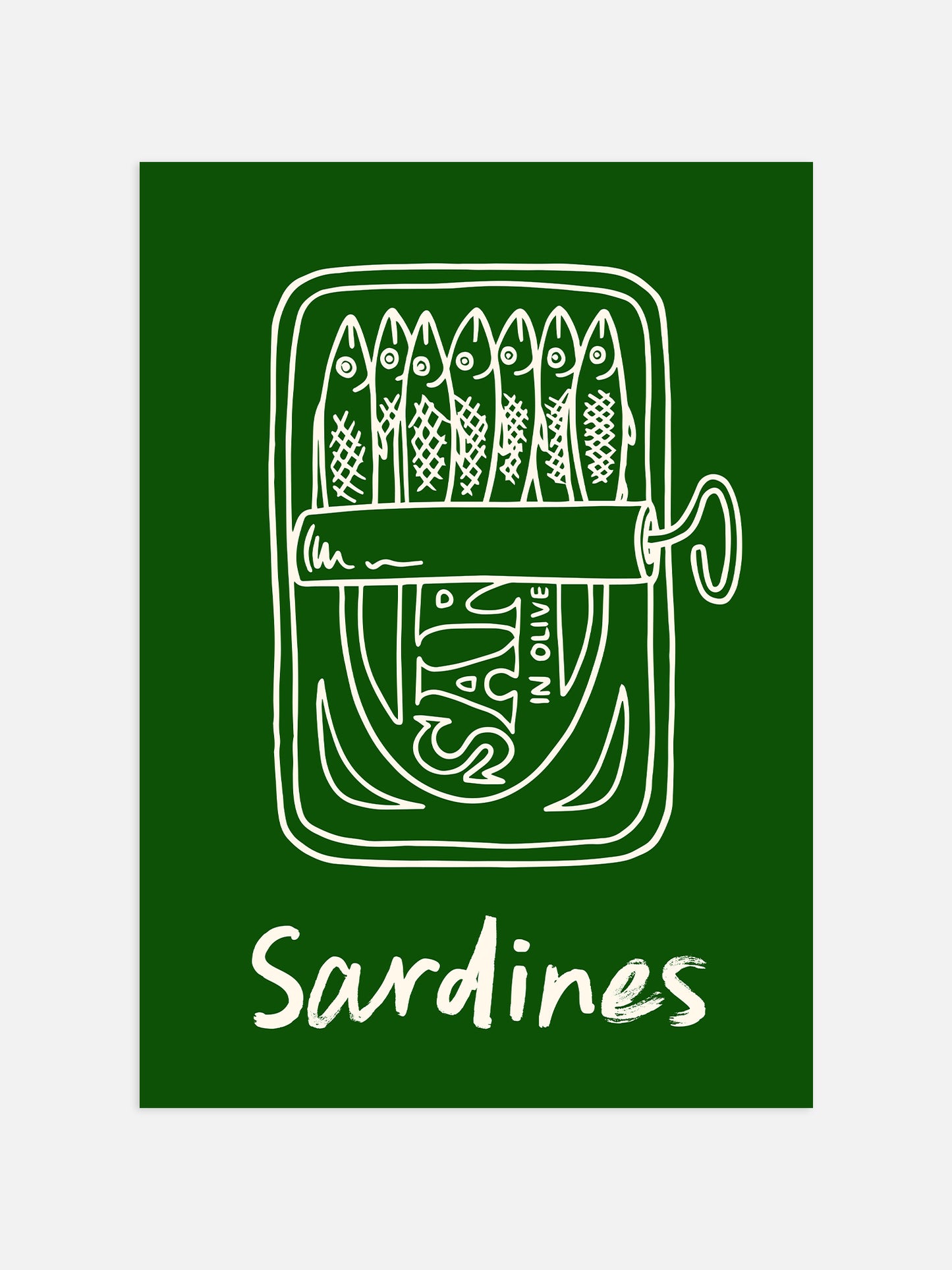 Retro Sardines Print - Red