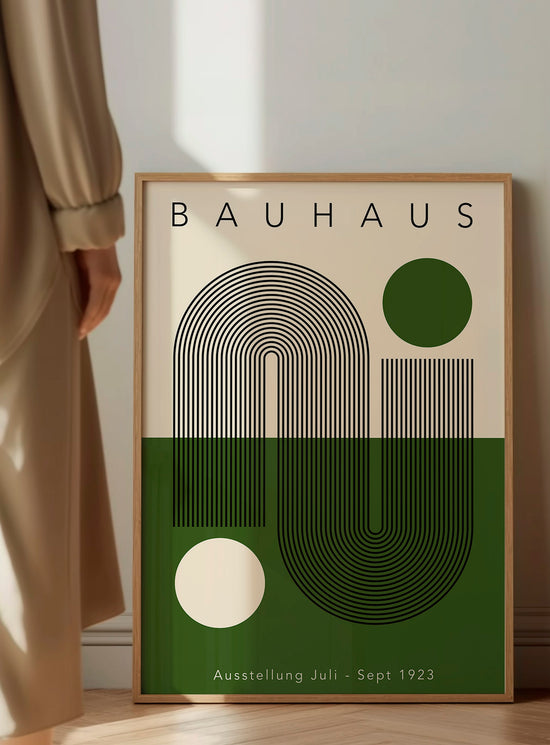 Set Of 3 Green Geometric Bauhaus Prints