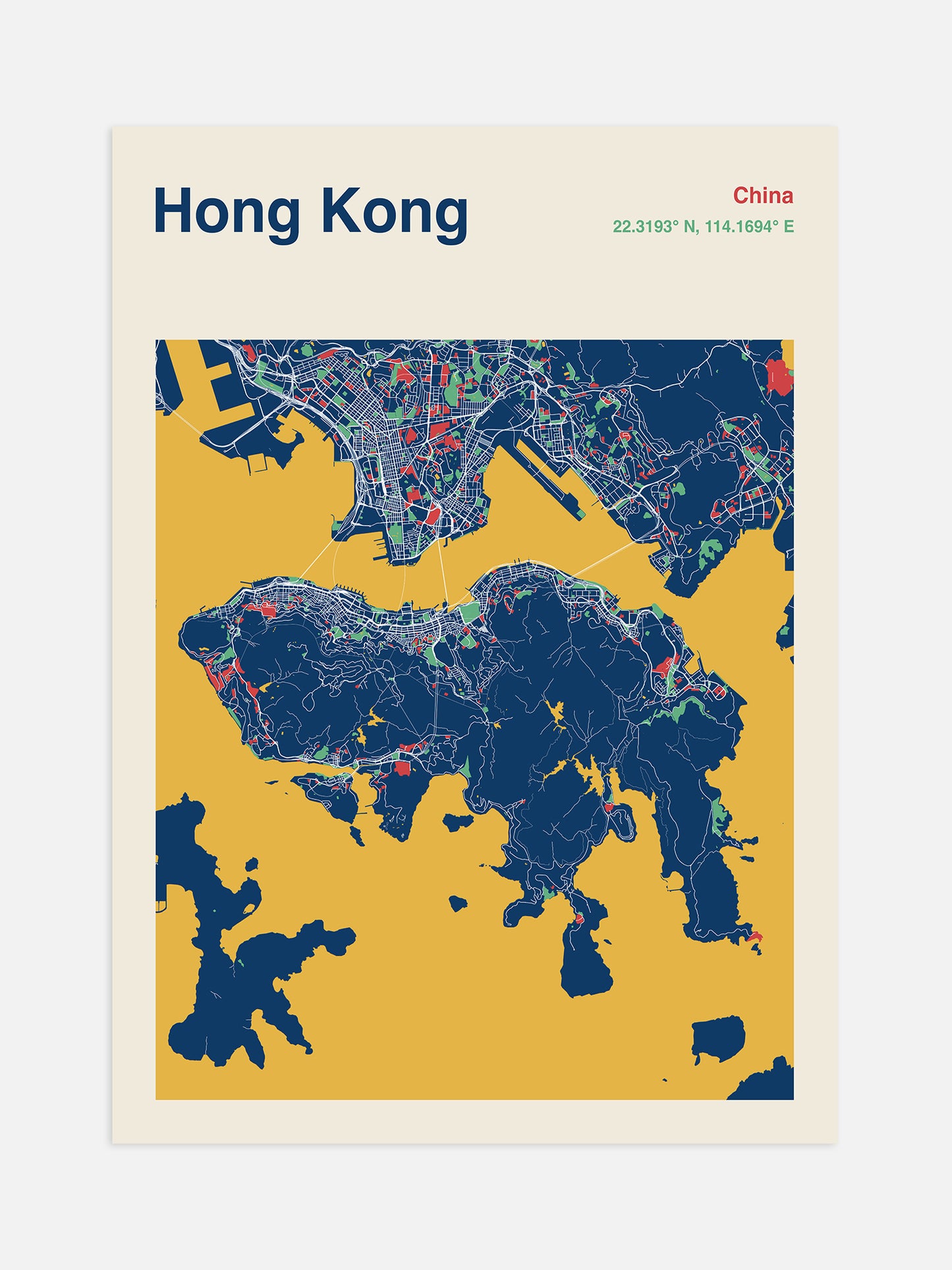 Hong Kong Map Print