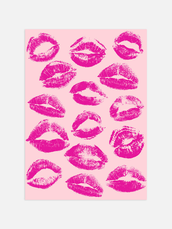 Hot Pink Lipstick Kisses Poster