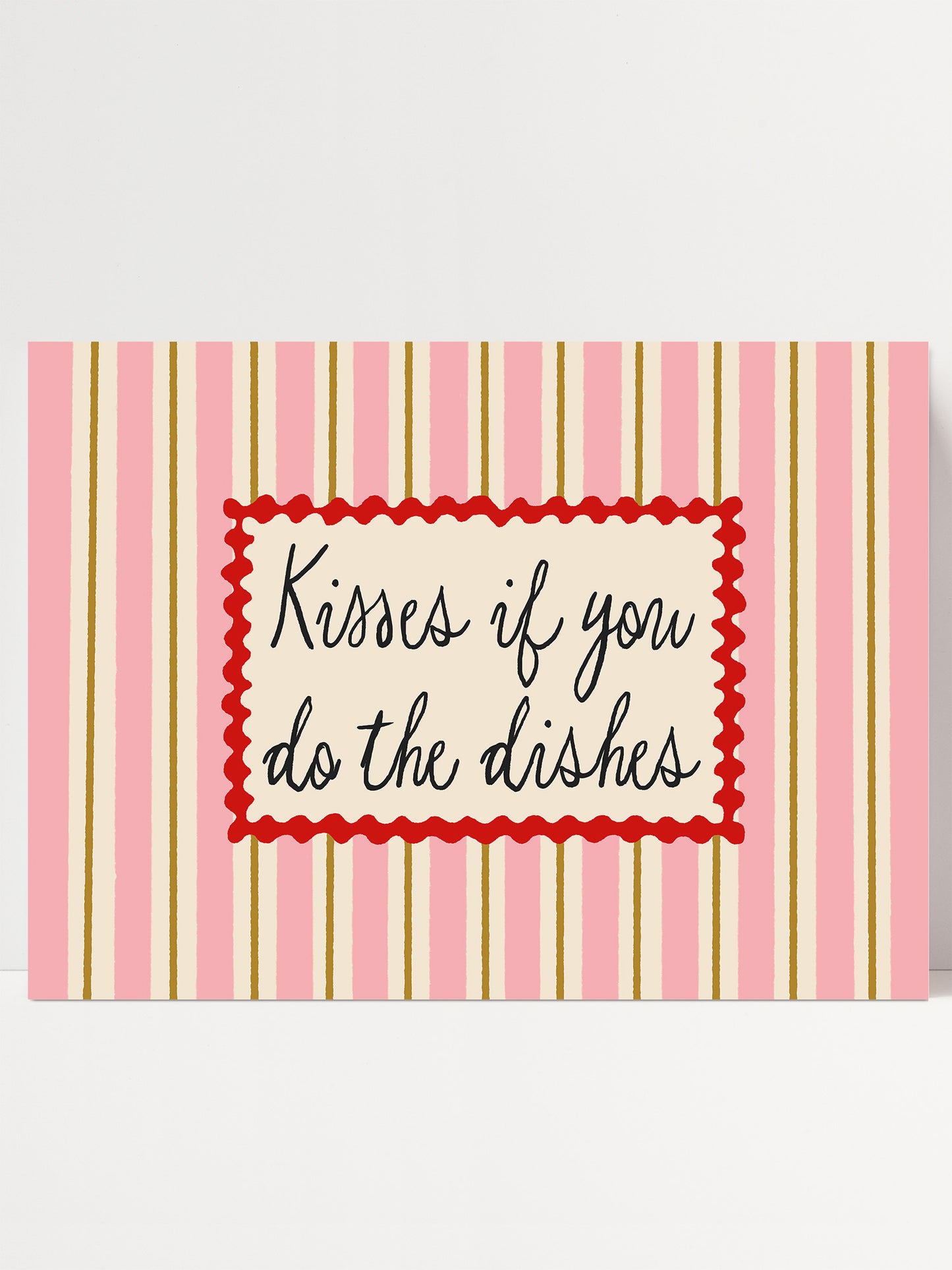Kisses If You Do The Dishes | Unframed Retro Kitchen Wall Art