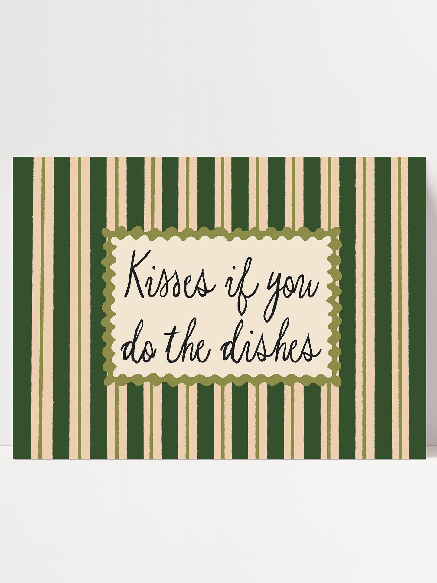 Kisses If You Do The Dishes | Unframed Retro Kitchen Wall Art