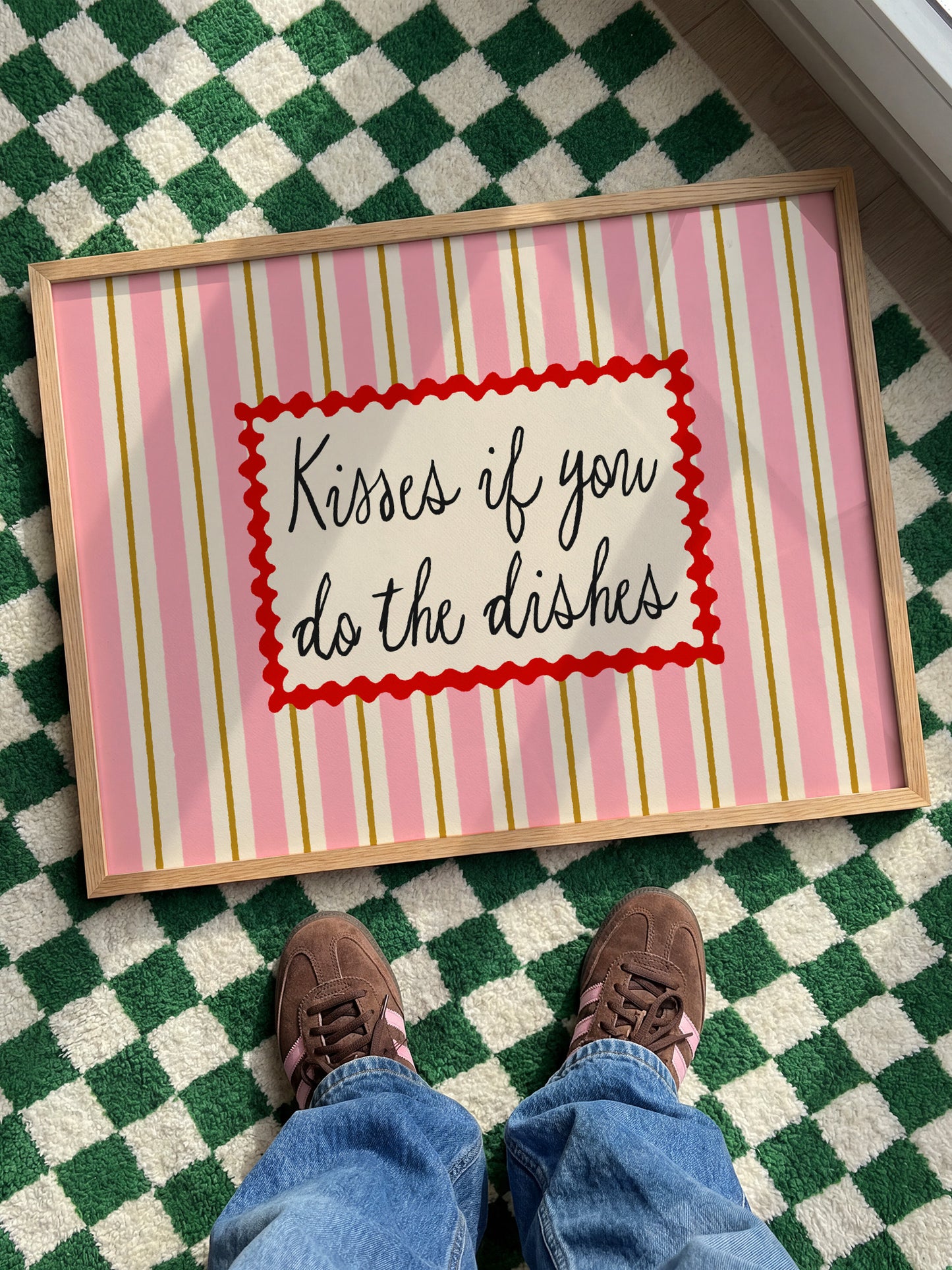 Kisses If You Do The Dishes | Unframed Retro Kitchen Wall Art