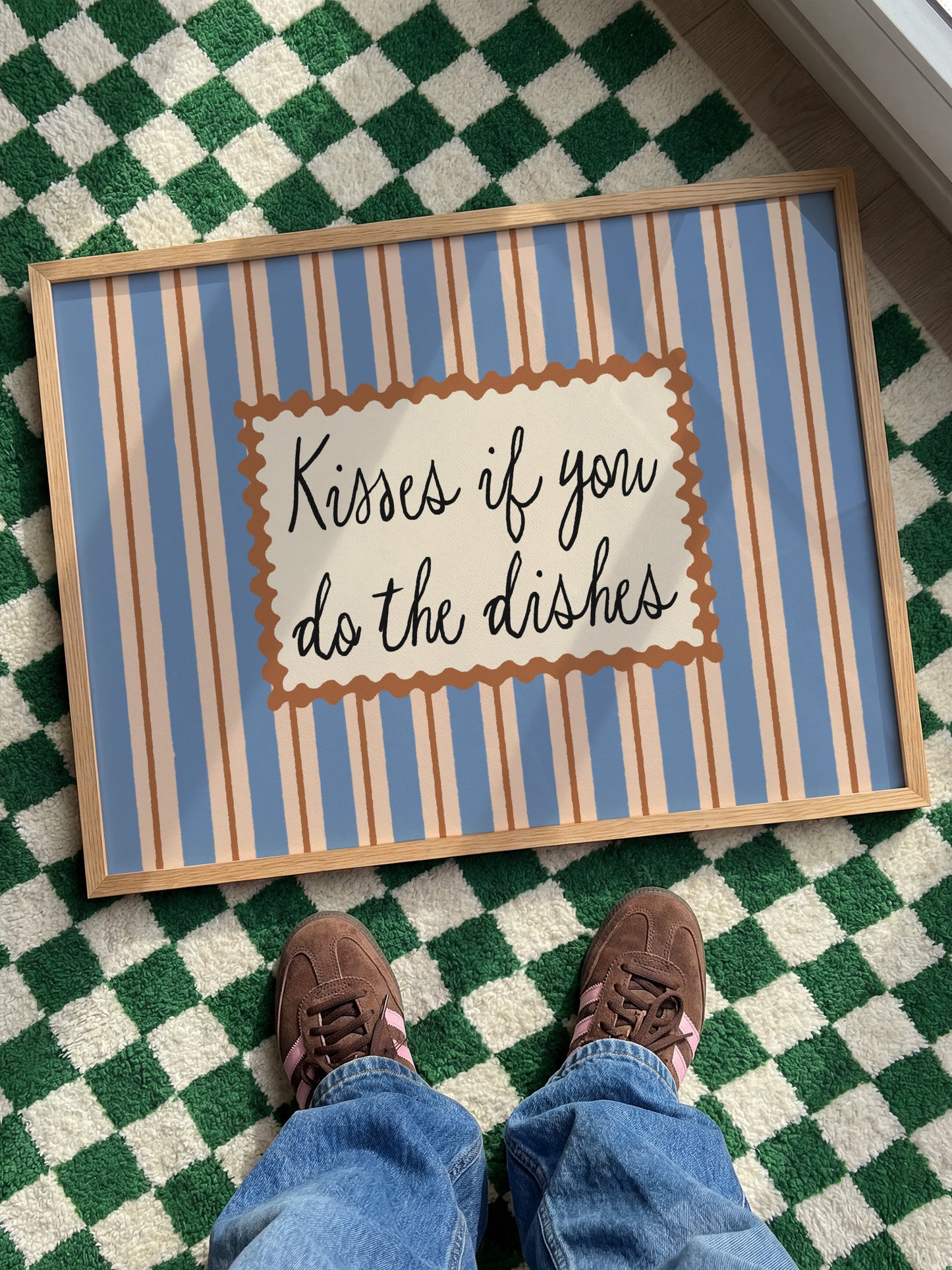 Kisses If You Do The Dishes | Unframed Retro Kitchen Wall Art