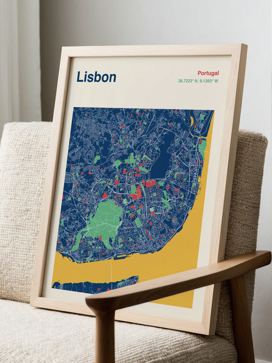 Lisbon City Map Print