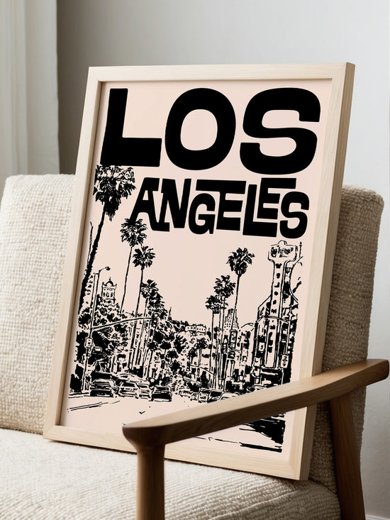 Los Angeles Travel Poster | Black And Cream