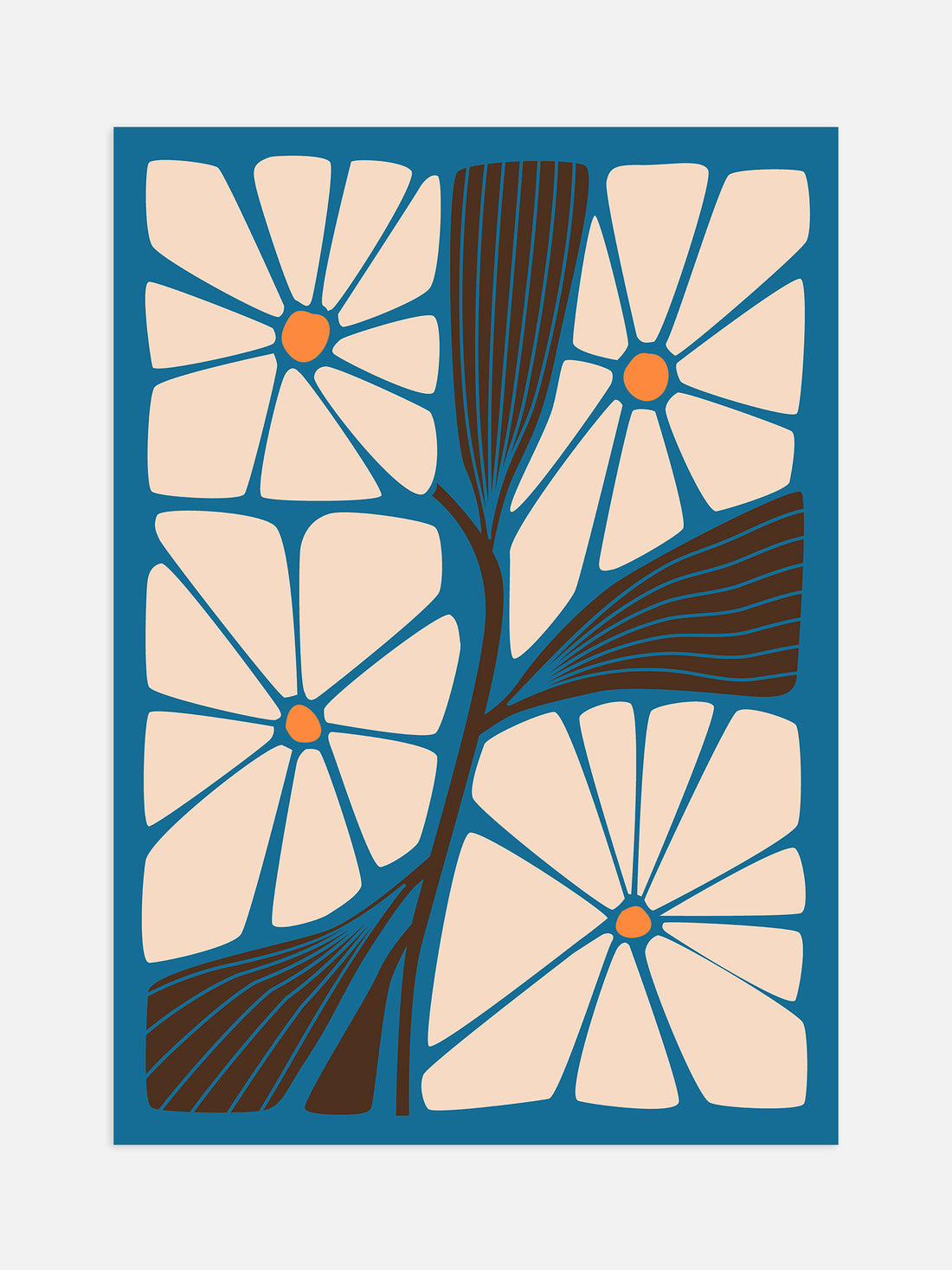 Blue And Cream Flower Poster Luxe Poster Co