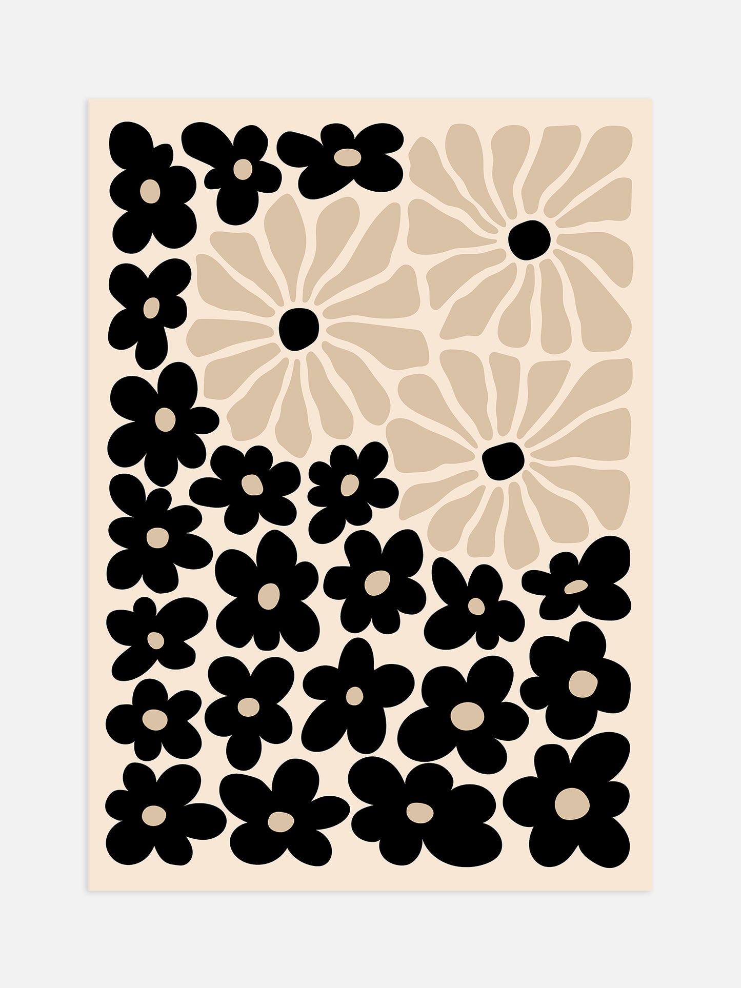 Boho Black And Cream Flower Poster