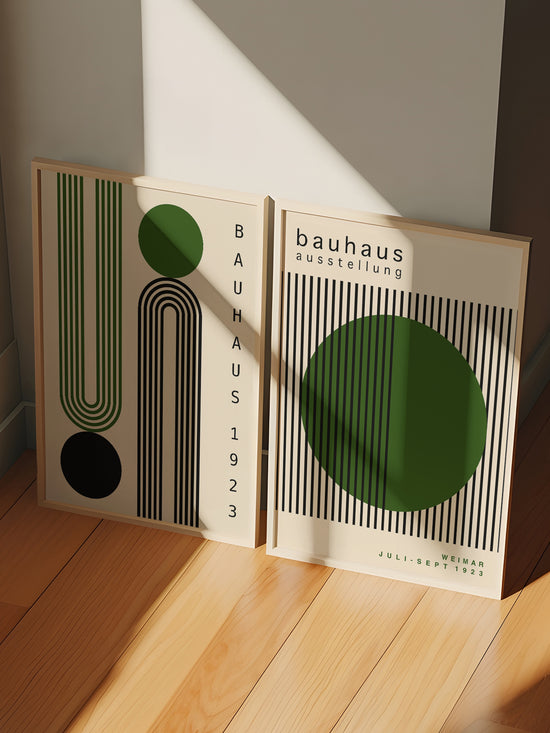 Set Of 2 Green Bauhaus Prints