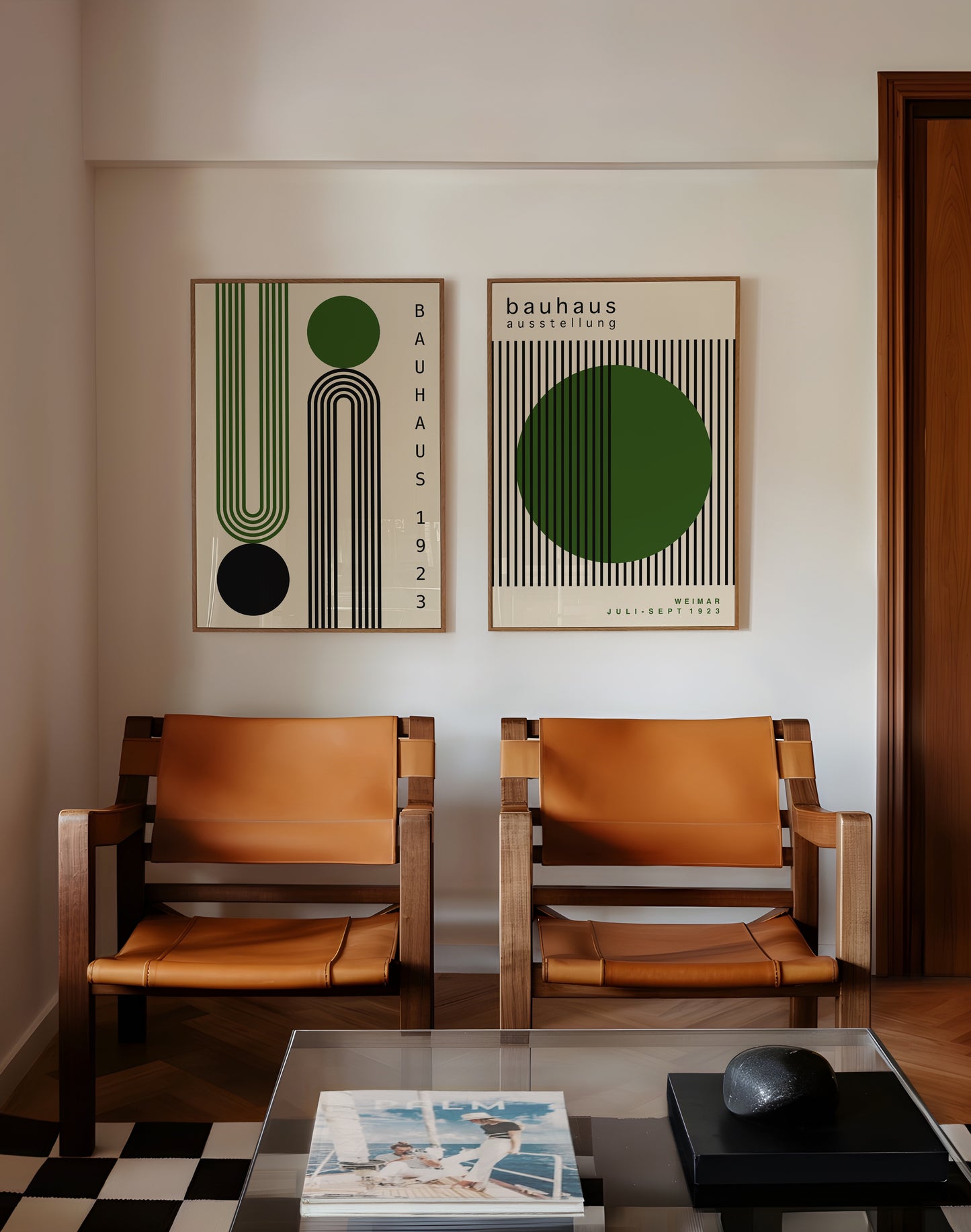 Set Of 2 Green Bauhaus Prints