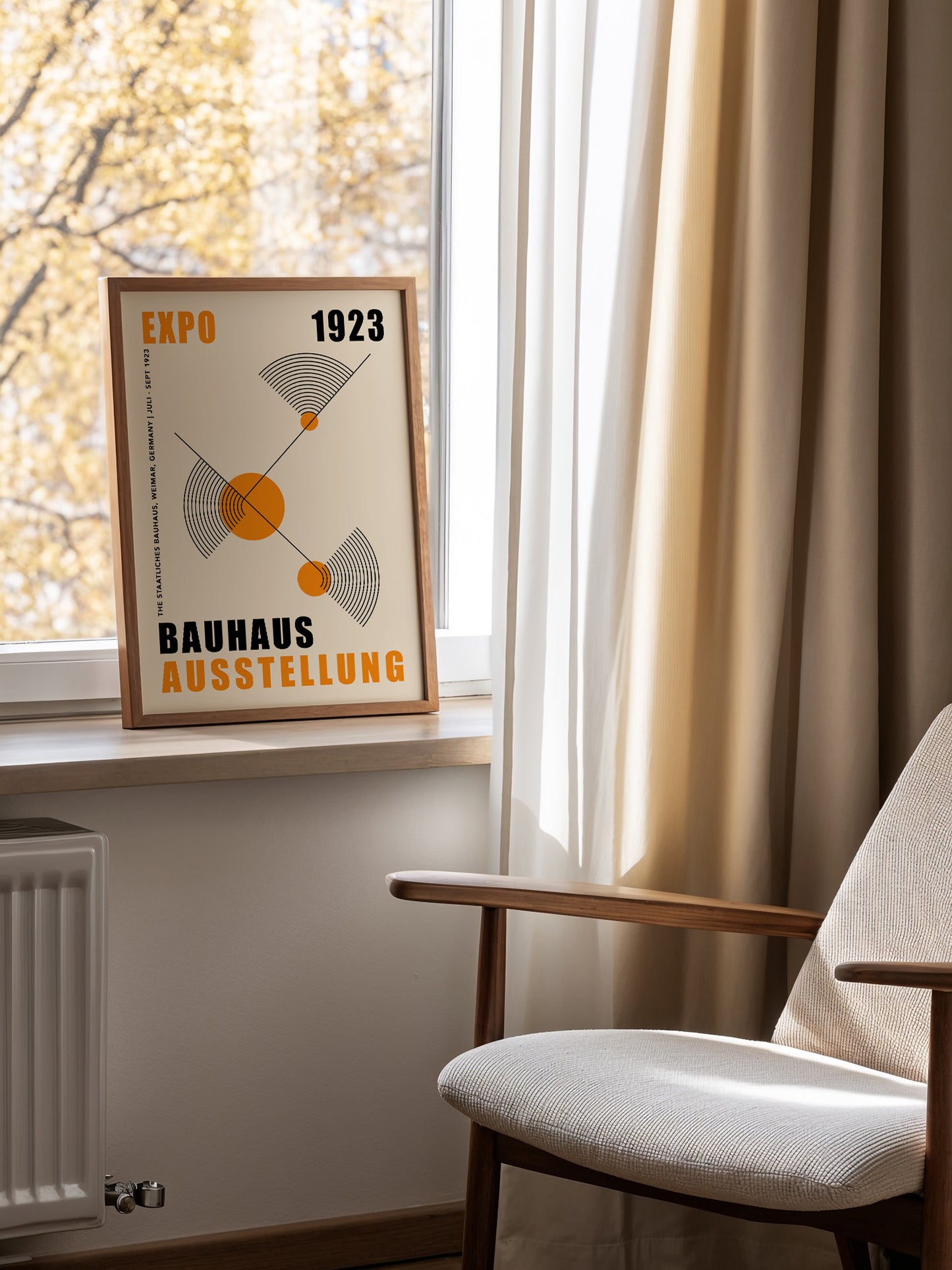 Orange And Beige Bauhaus Exhibition Poster | Unframed Wall Art