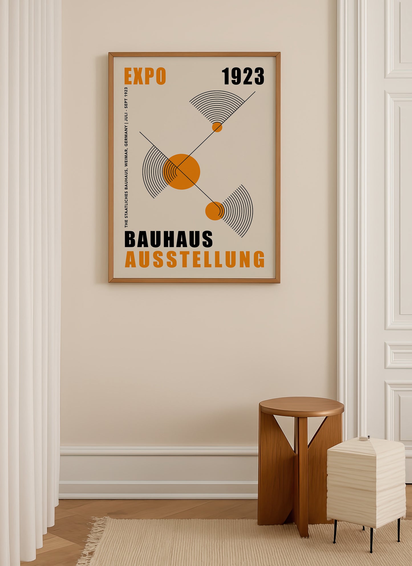 Orange And Beige Bauhaus Exhibition Poster | Unframed Wall Art