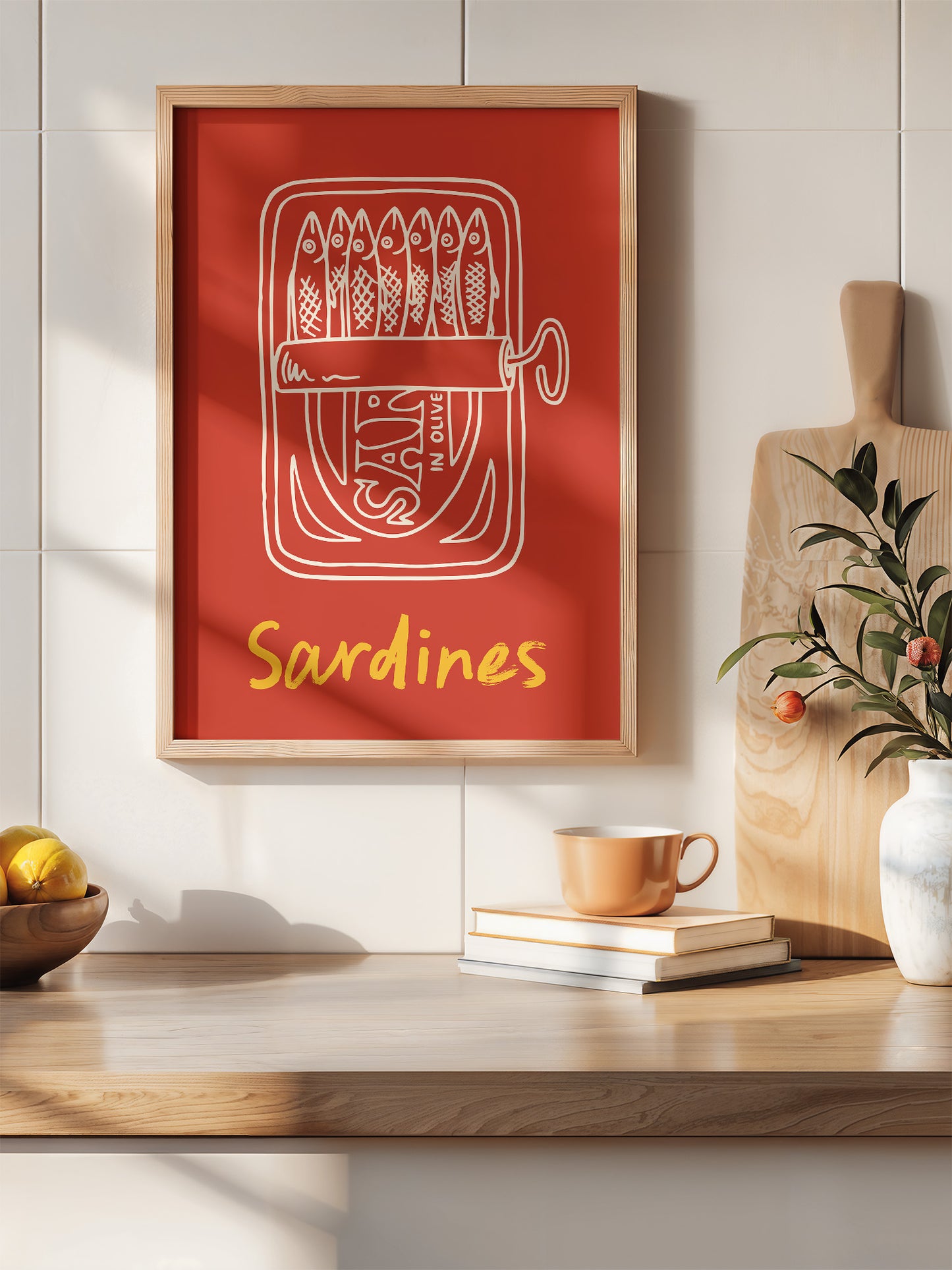 Retro Sardines Print - Red