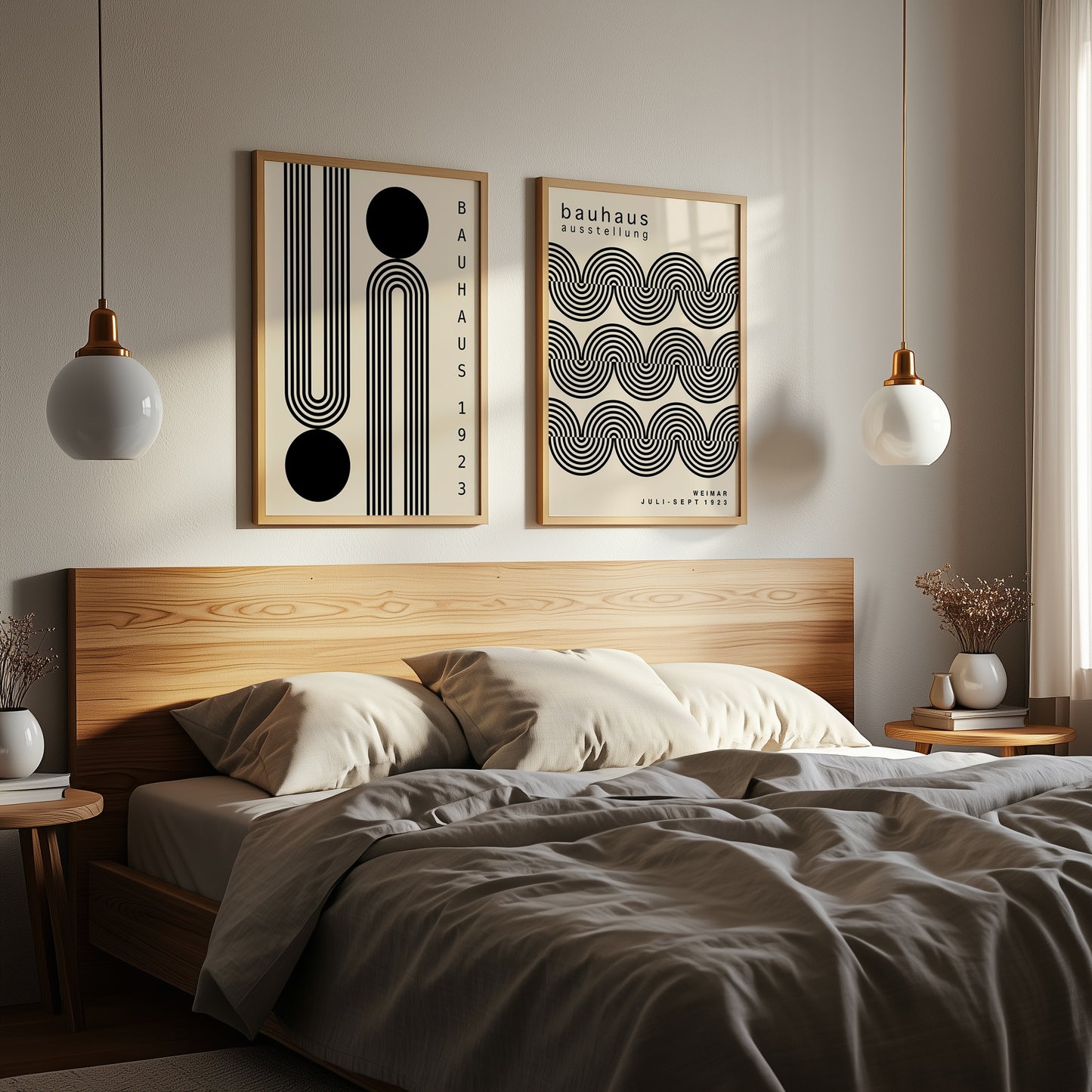 Set Of 2 Minimalist Bauhaus Prints | Unframed Black Geometric Poster