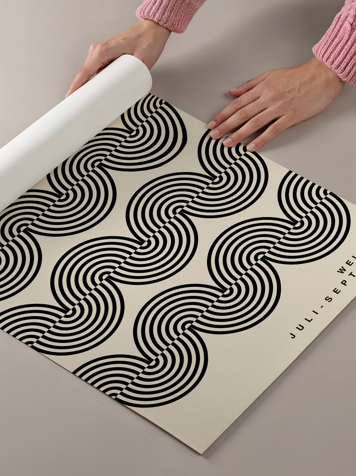 Minimalist Curved Stripes Bauhaus Print | Unframed Poster