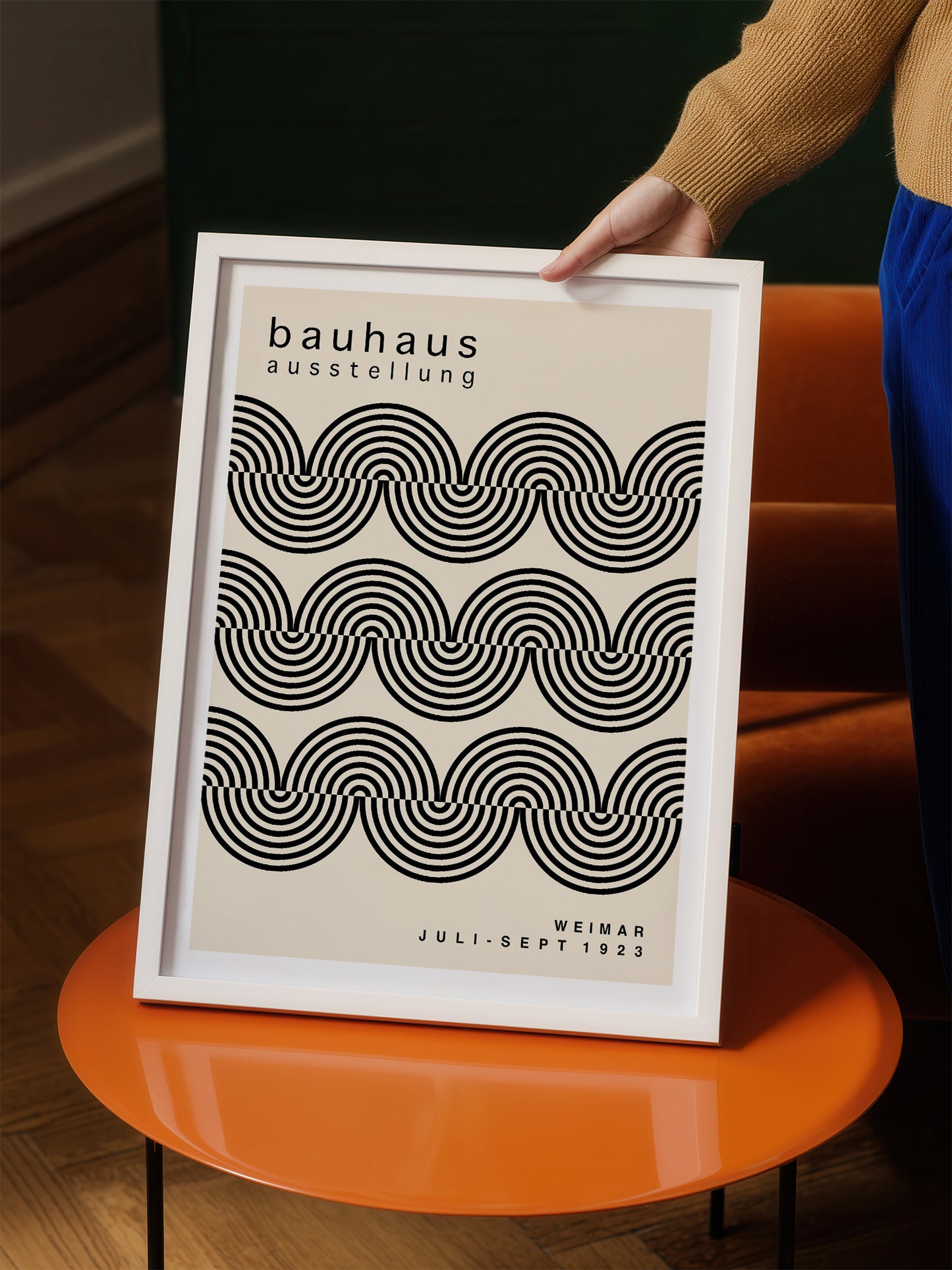 Minimalist Curved Stripes Bauhaus Print | Unframed Poster