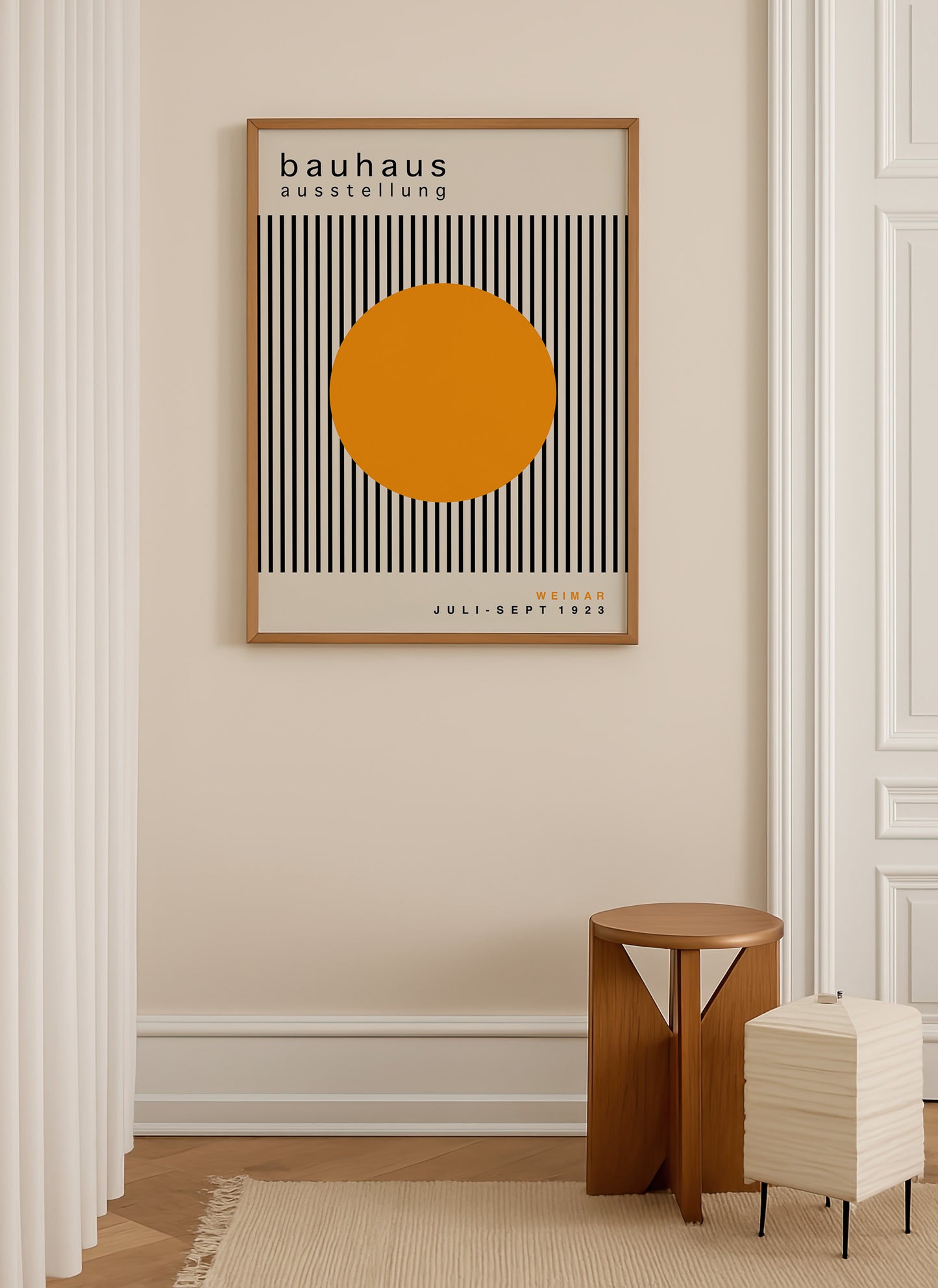 Yellow Circle With Black Stripes Bauhaus Print | Unframed
