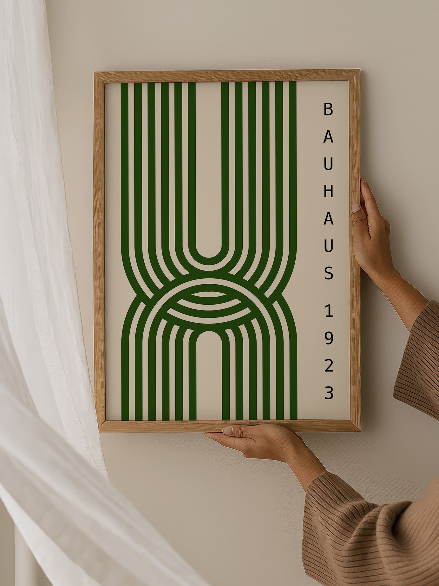 Set Of 2 Green Geometric Bauhaus Prints
