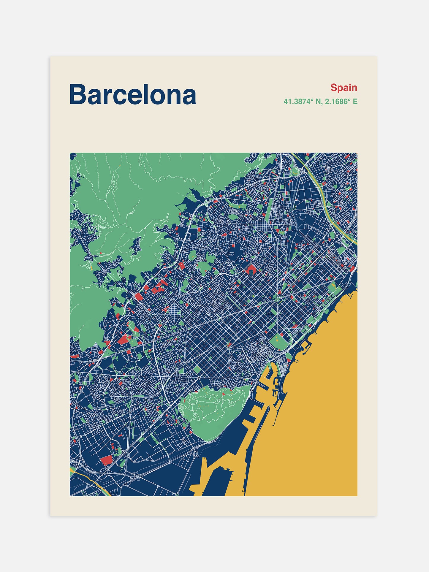 Barcelona Map Pattern Barcelona Map Print – Luxe Poster Co